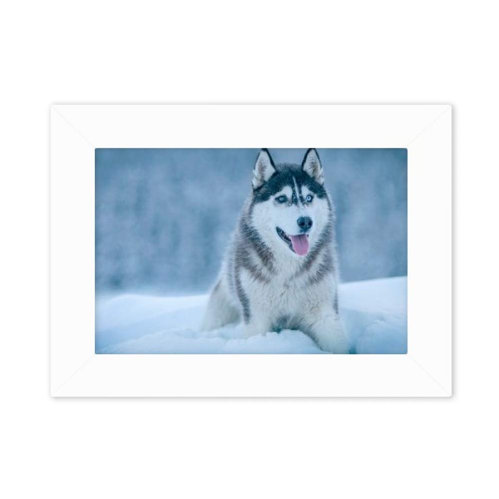 DIYthinker 5x7 Inch Snow Husky Dog Photo Frame - Handmade Animal Picture Mount for Desktop Decor, Wall Art, Gift for Pet Lovers (Home Office, Living Room, Bedroom Display)