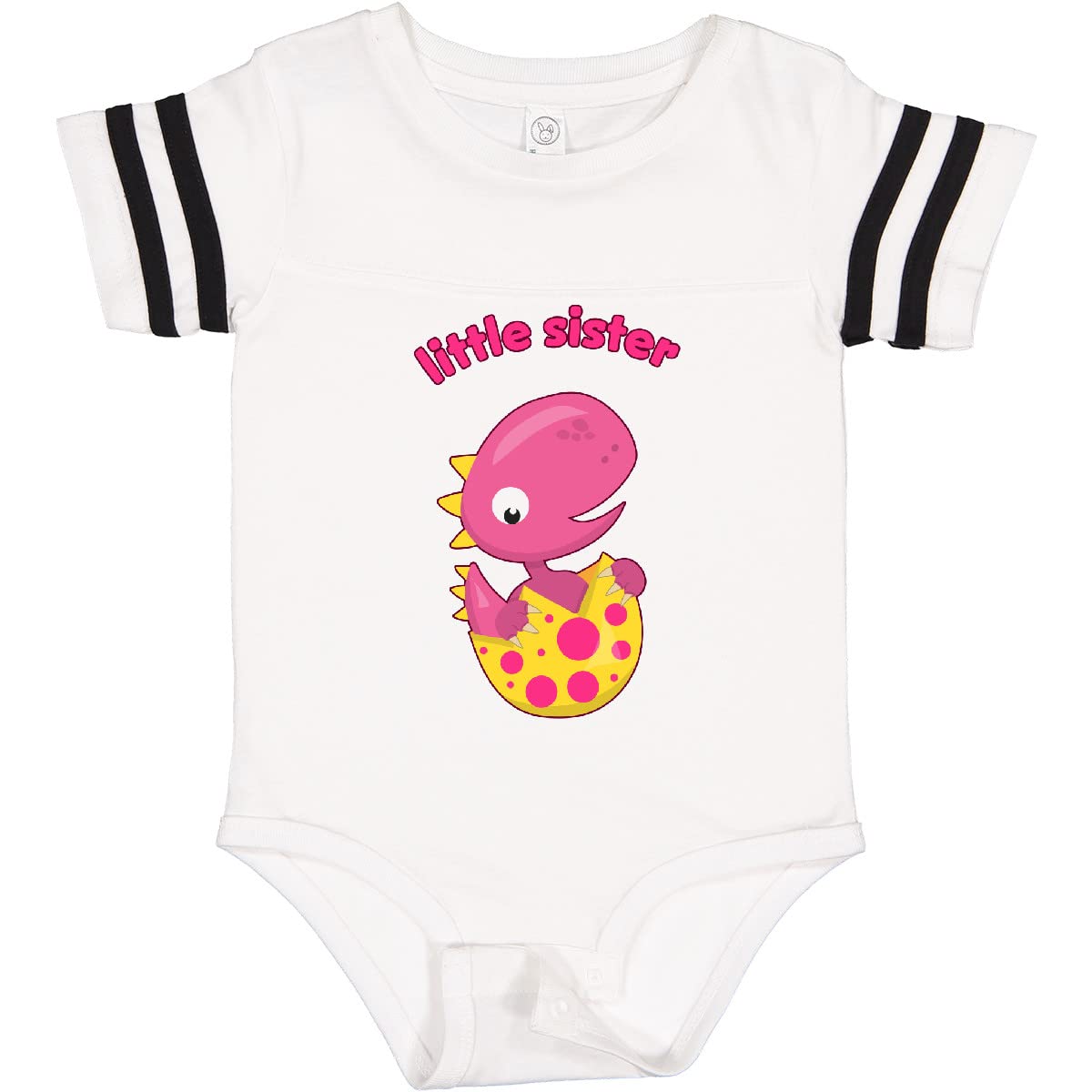 Inktastic Little Sister Dinosaur Baby Bodysuit - Cute Dino Print Onesie for Toddlers & Infants - Perfect for Playtime, Daycare & Family Photos