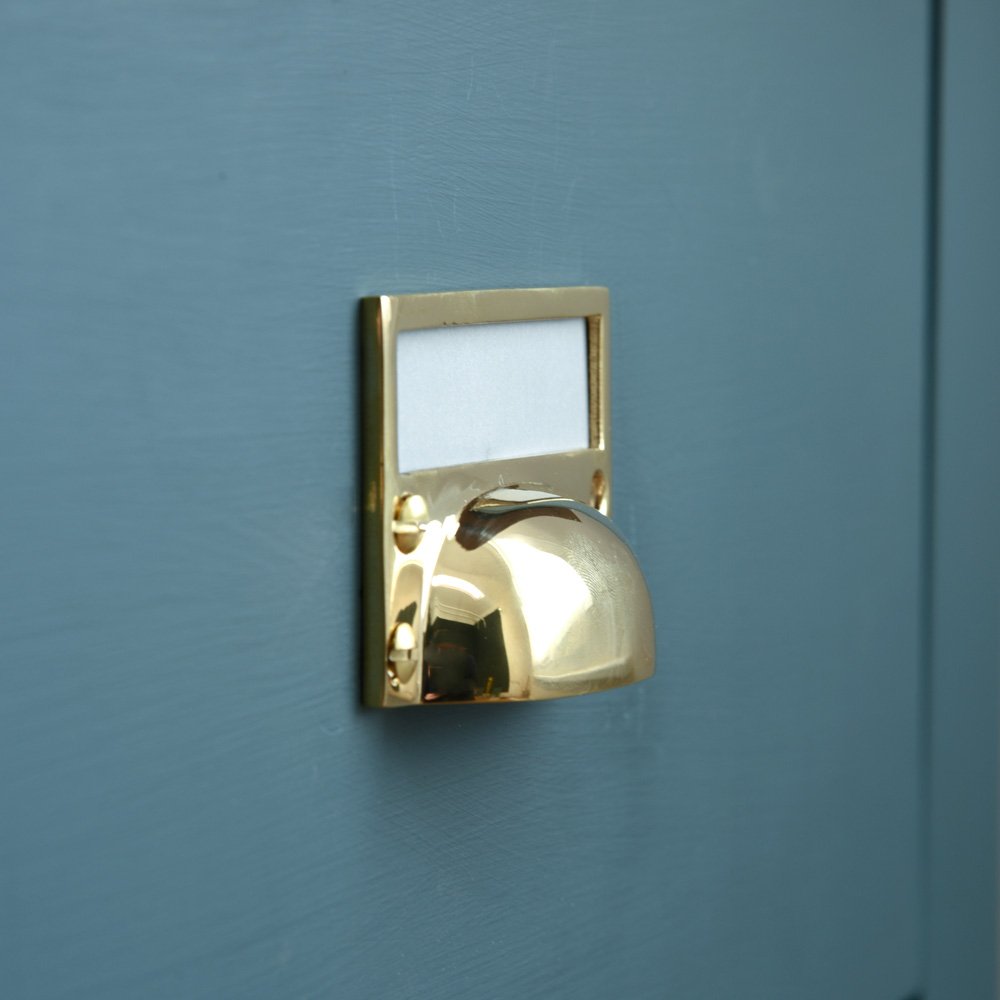 Polished Brass Hooded Drawer Handle with Card Frame - Vintage Cabinet Pulls for Kitchen & Bathroom Renovation - Perfect for Dressers, Cabinets and Furniture Upgrades