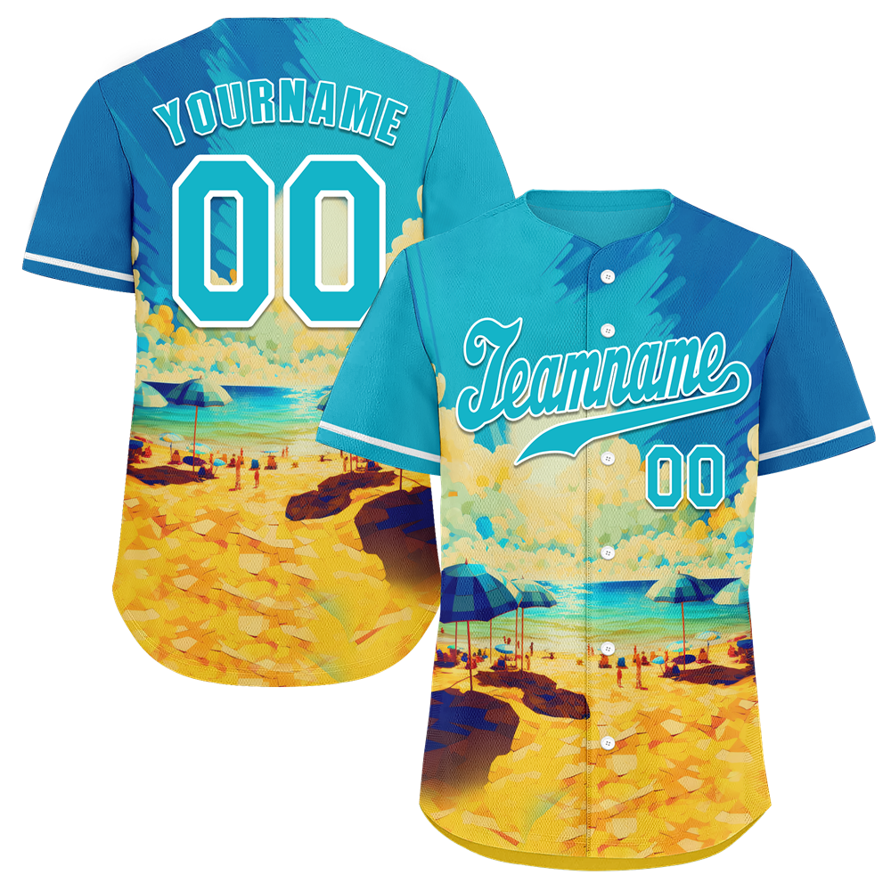 Custom Aqua Orange Hawaii Authentic Baseball Jersey - High-Quality MLB Style Jersey for Men & Women - Perfect for Baseball Games, Sports Events, and Fan Collections