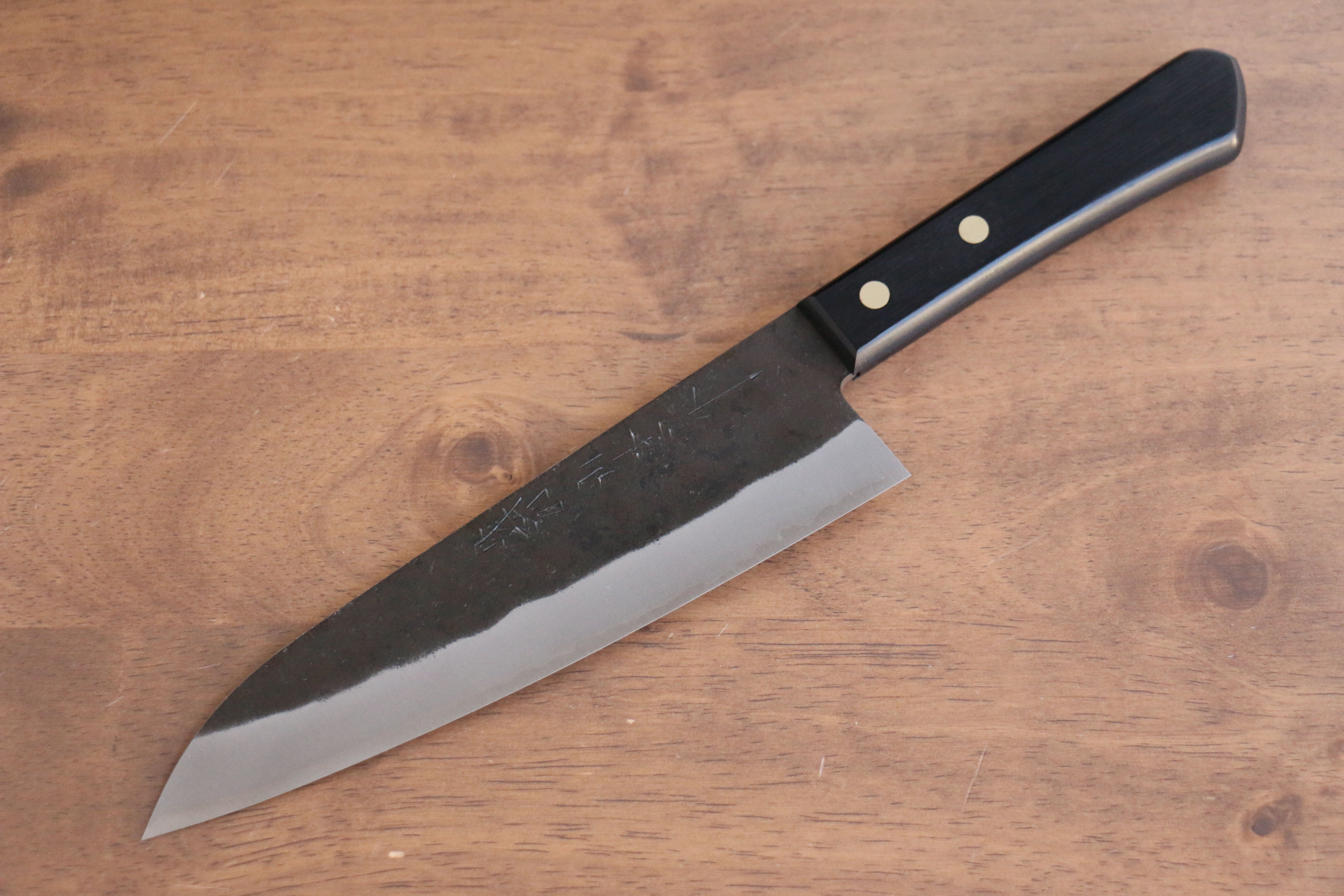 Nao Yamamoto White Steel No.2 Kurouchi Gyuto 180mm Japanese Chef Knife with Black Pakkawood Handle - Professional Kitchen Tool for Sushi, Meat Cutting & Vegetable Chopping