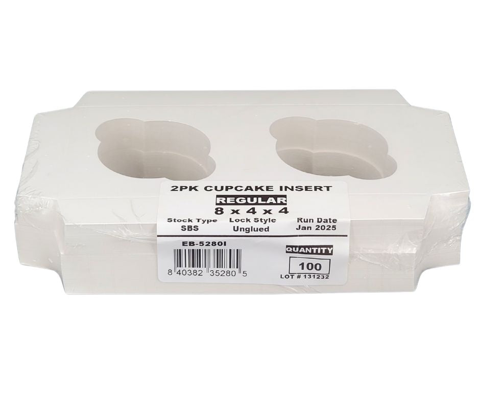 EB 8x4x4 2-Cupcake Insert White 5280I - Perfect for Bakery Display, Party Desserts & Wedding Cupcake Stands