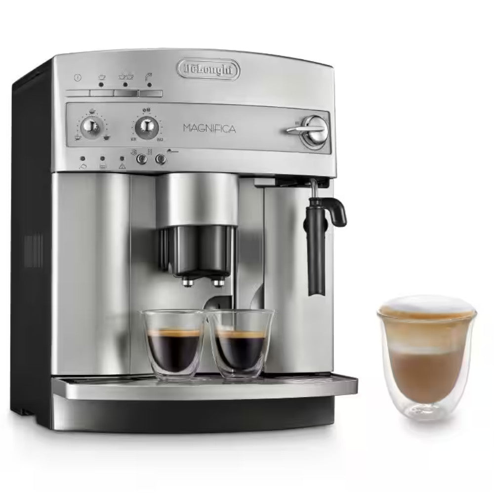 DELONGHI ESAM3300 Magnifica Super Automatic Espresso Machine - Factory Serviced with Home Essentials Warranty | Perfect for Home Baristas & Coffee Lovers