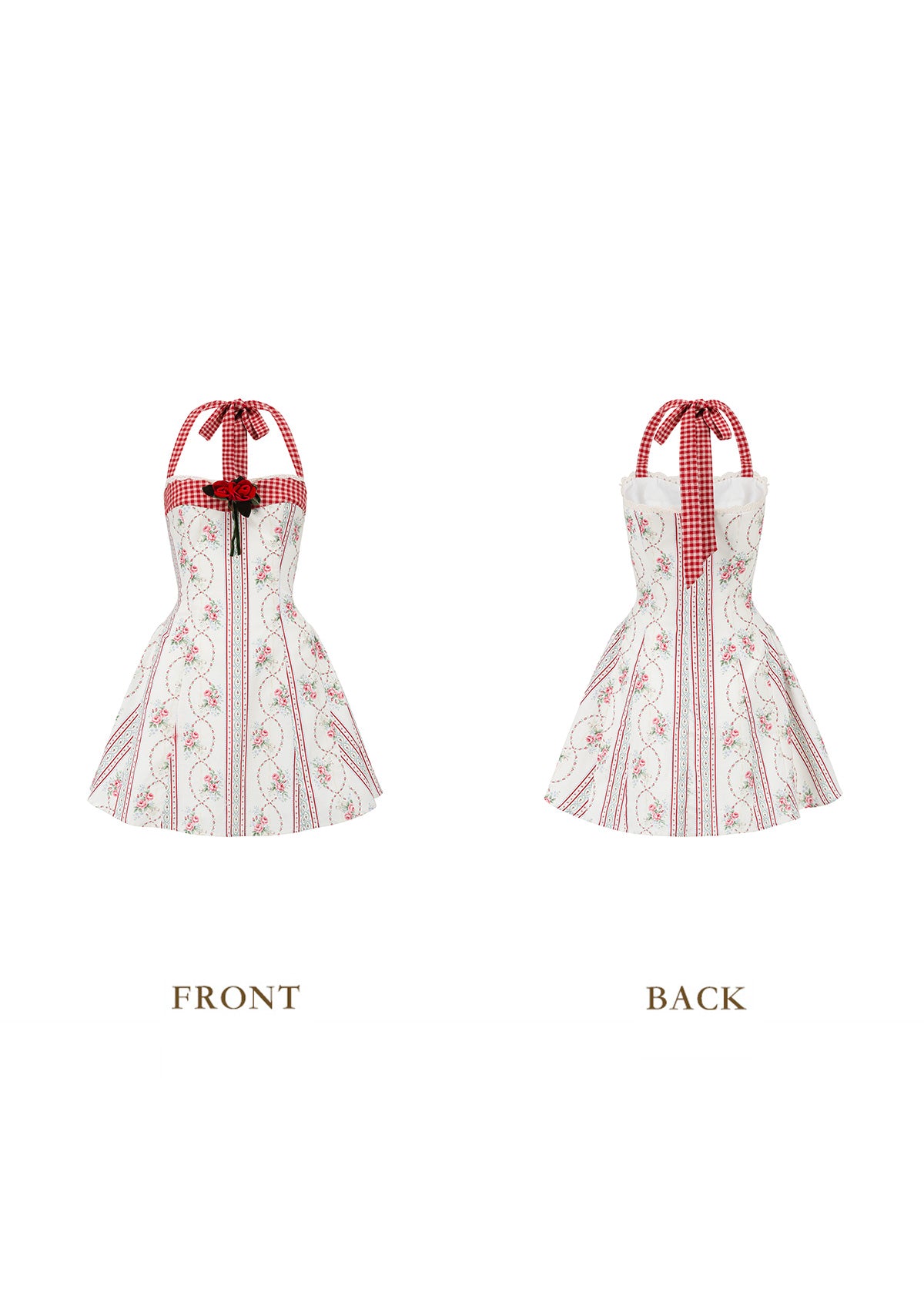Elegant Rose Cupid Dress for Women - Romantic Floral Print A-Line Party Gown | Perfect for Valentine's Day, Date Night & Special Occasions