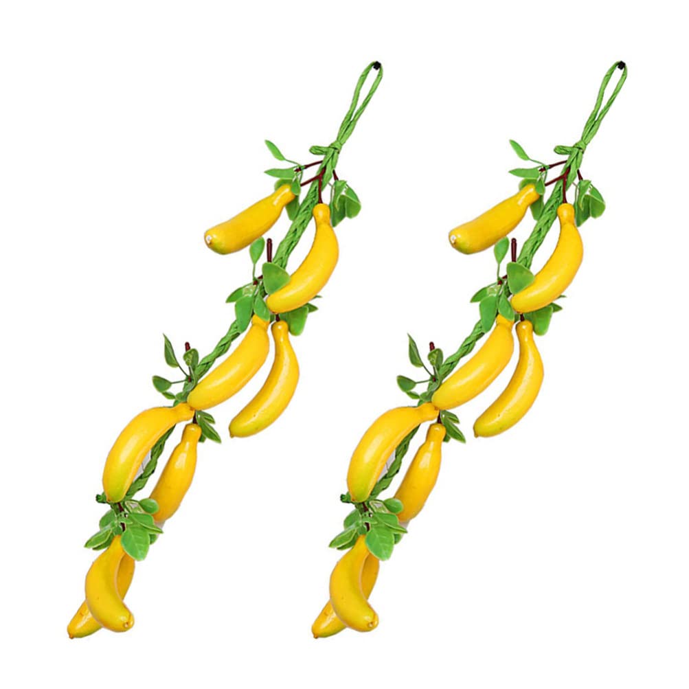Lifelike Artificial Banana String - 2 Pack Fake Banana Fruit Decor for Home Kitchen Cabinet Display, Photography Props | Perfect for Party Decor, Wedding Centerpieces & DIY Crafts