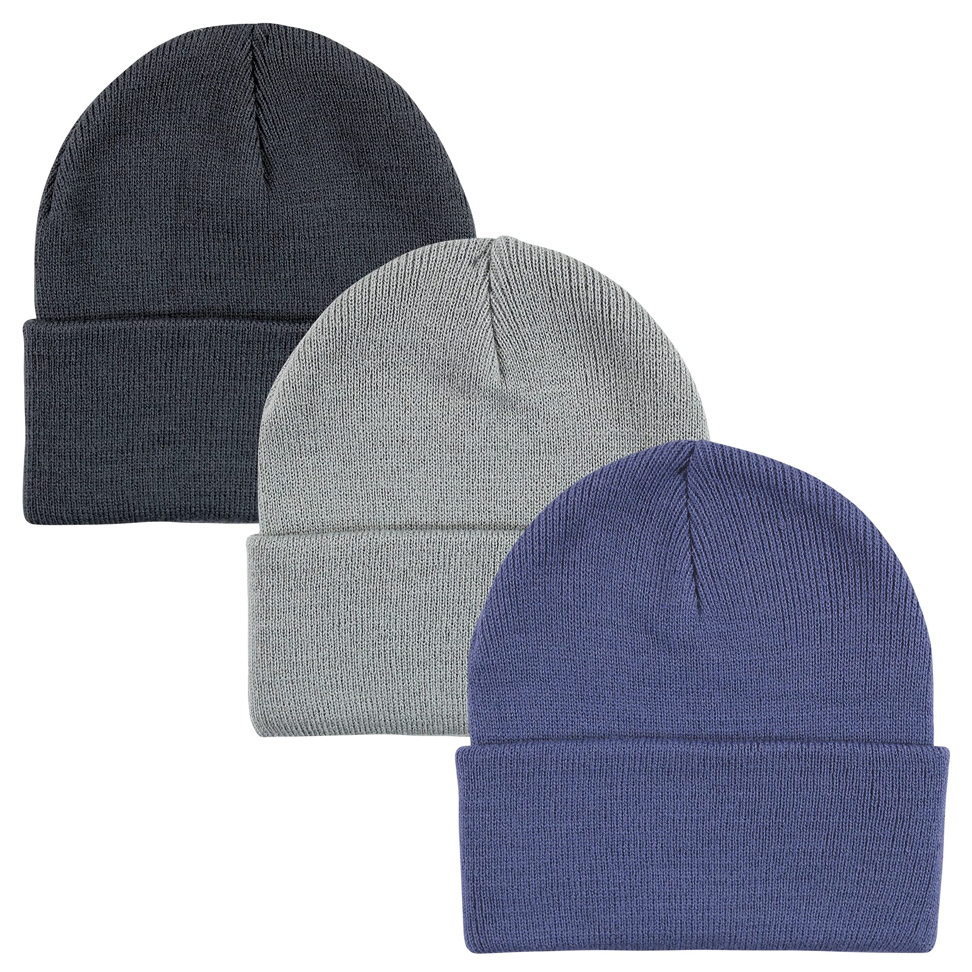 Hudson Baby Knit Cuffed Beanie 3pk - Soft & Warm for Newborns