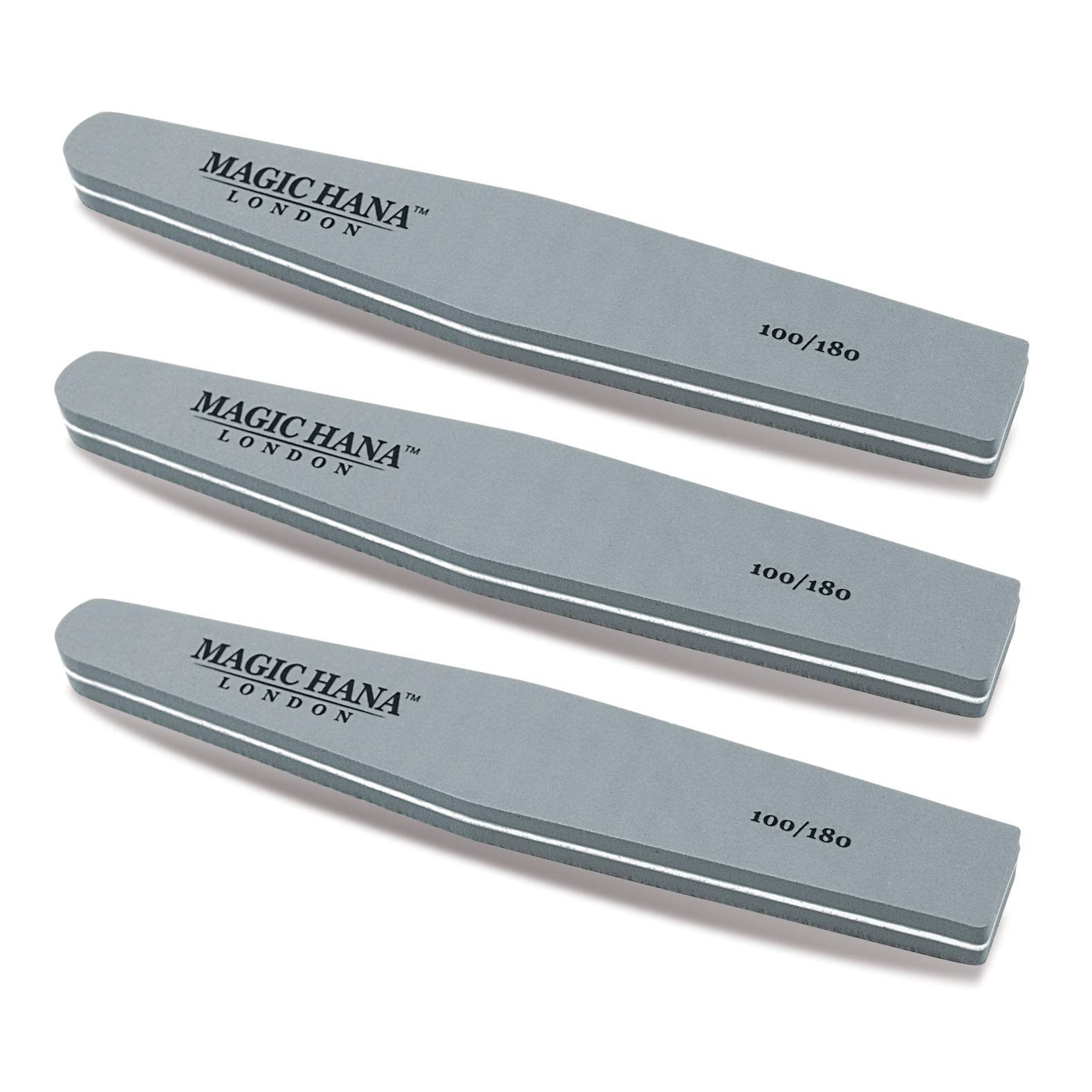 Double Sided Sponge Nail Buffer 100/180 Grit - Pack of 3 for Professional Manicure & Pedicure