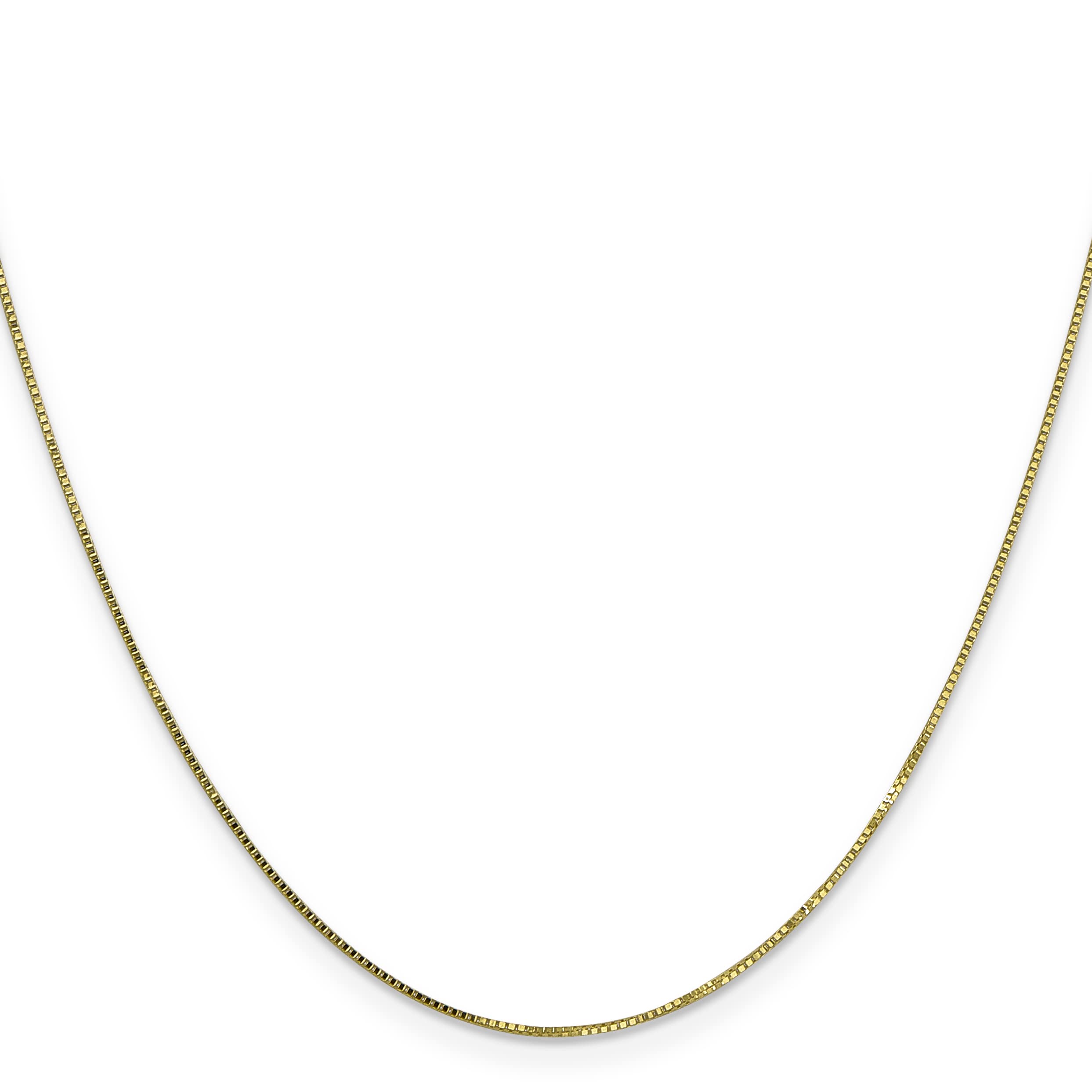 10K Solid Yellow Gold 0.7mm Box Link Chain Necklace for Women - Dainty Delicate Jewelry Gift for Her - Perfect for Everyday Wear, Layering & Special Occasions