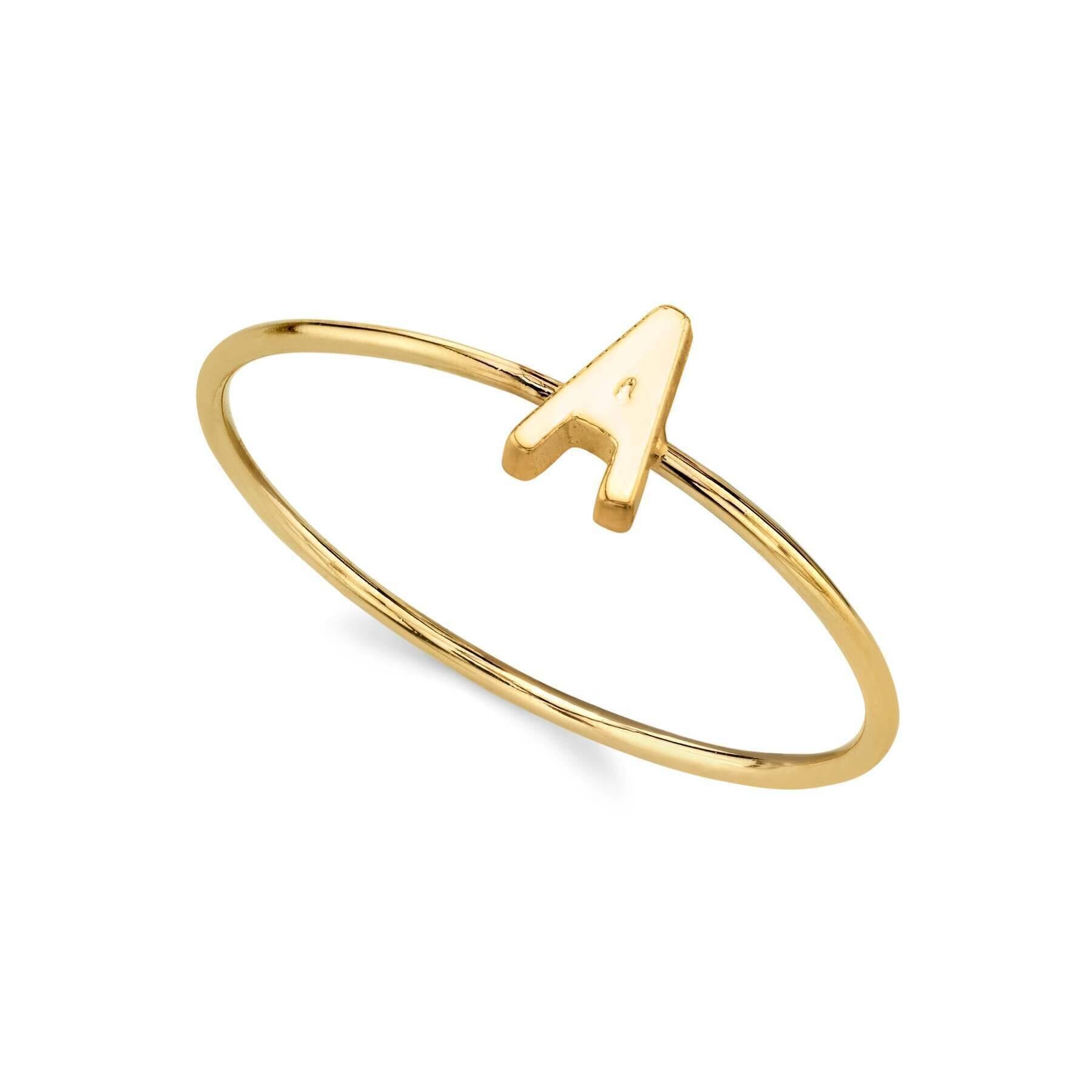 1928 Gold Initial Ring for Women - Personalized Monogram Letter Ring Size 7 - Elegant Dainty Jewelry Gift for Her - Perfect for Birthdays, Anniversaries & Special Occasions