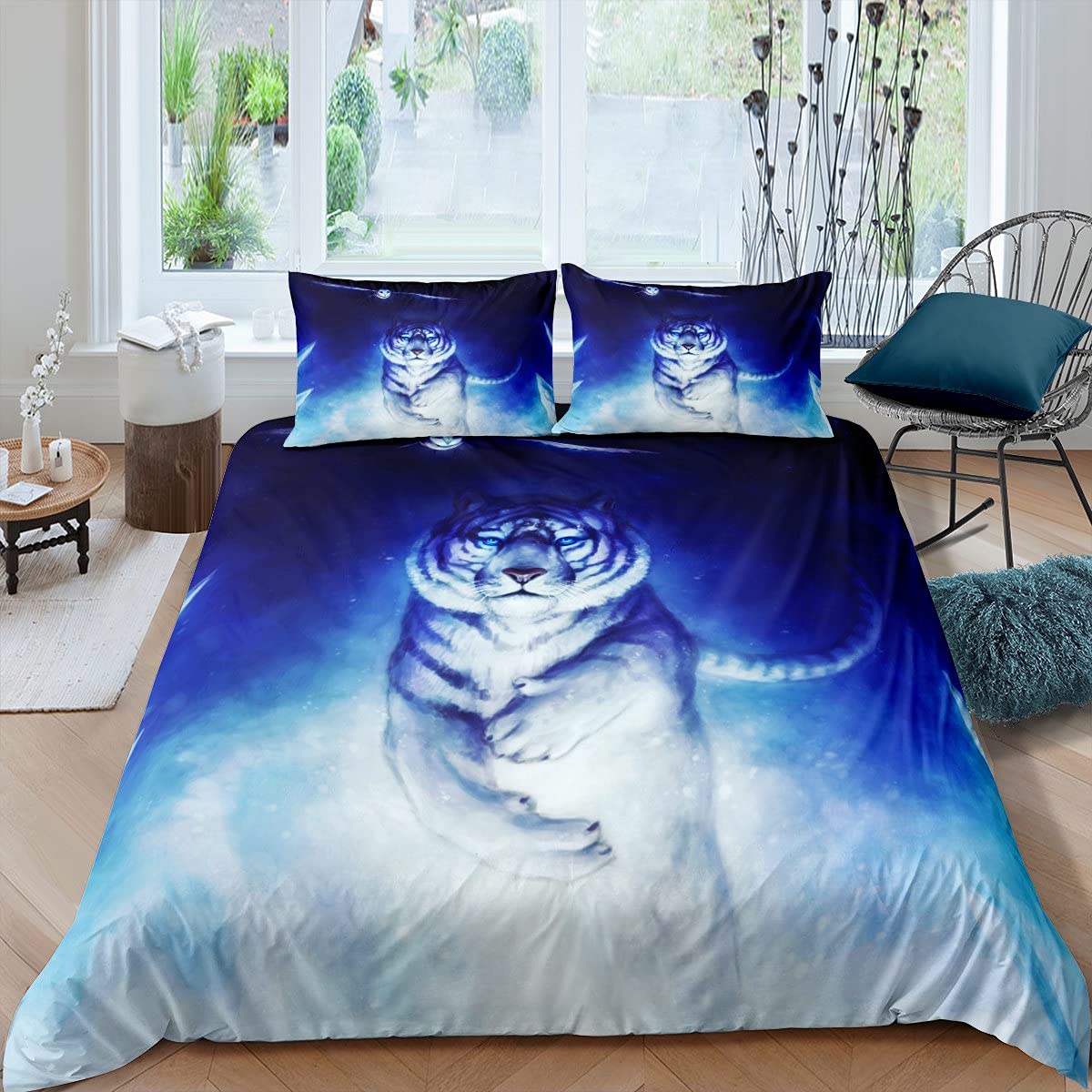 Owl Animal Theme King Size Duvet Cover Set for Kids - 3 Piece Navy Blue Microfiber Bedding Set with 2 Pillowcases | Soft Boys Girls Bedroom Decor | Perfect for Nursery, Kids Room & Sleepovers