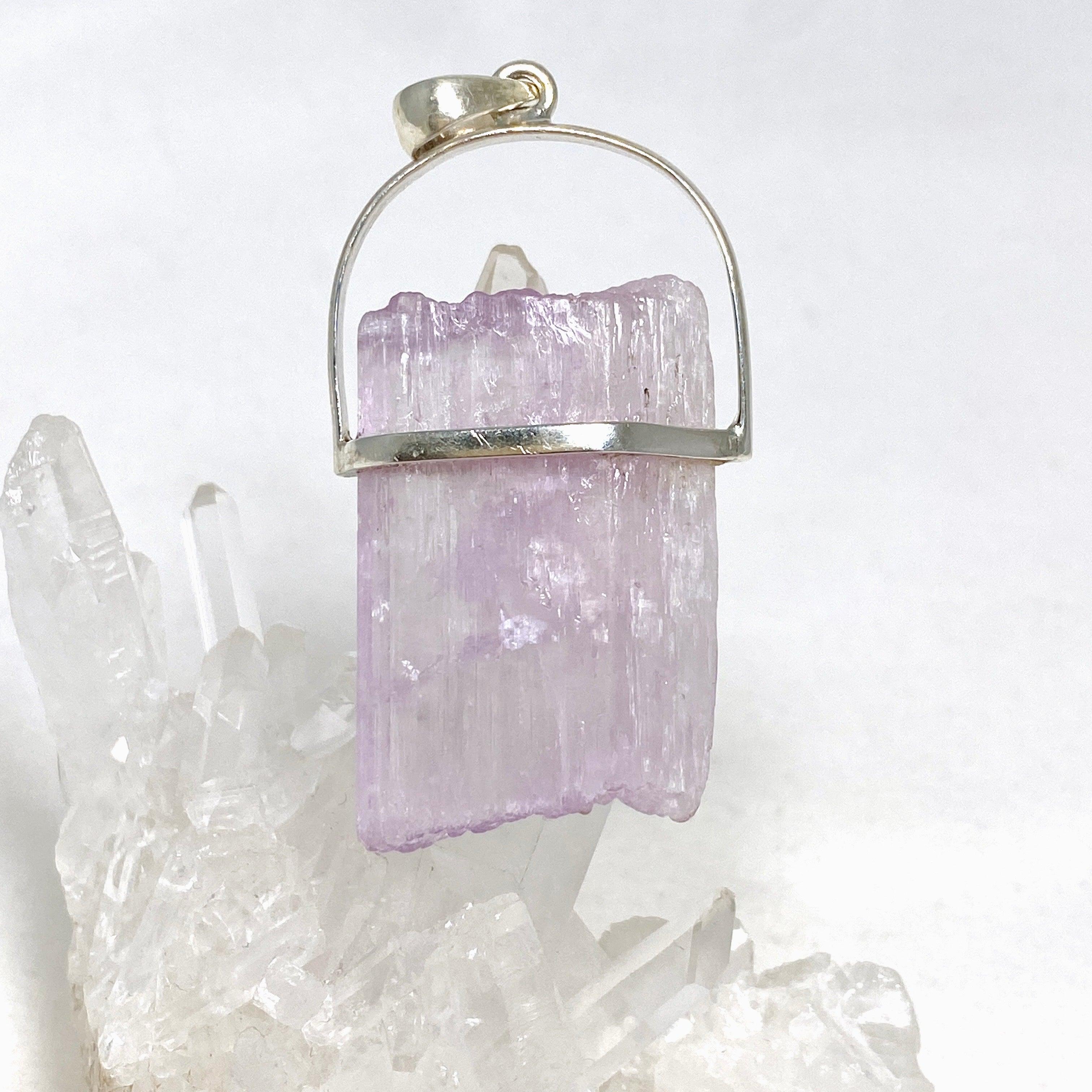 Natural Kunzite Raw Crystal Pendant Necklace - PPGJ710 | Healing Stone Jewelry for Meditation, Energy Balancing & Spiritual Gifts