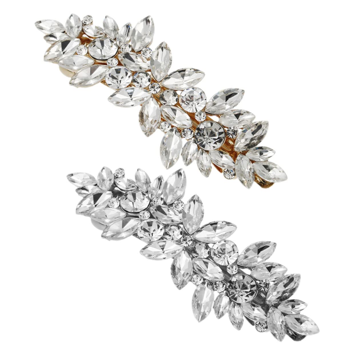 FOMIYES Rhinestone Hair Clips for Women - 2pcs Spring Hair Jewelry for Party & Wedding