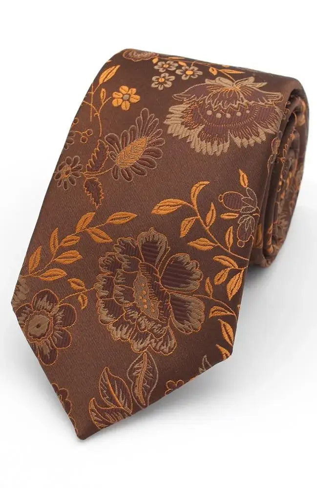 LA Smith Floral Woven Wedding Tie for Men - Elegant Silk Necktie for Groom, Bridal Party & Formal Events - Perfect for Weddings, Prom & Business Occasions