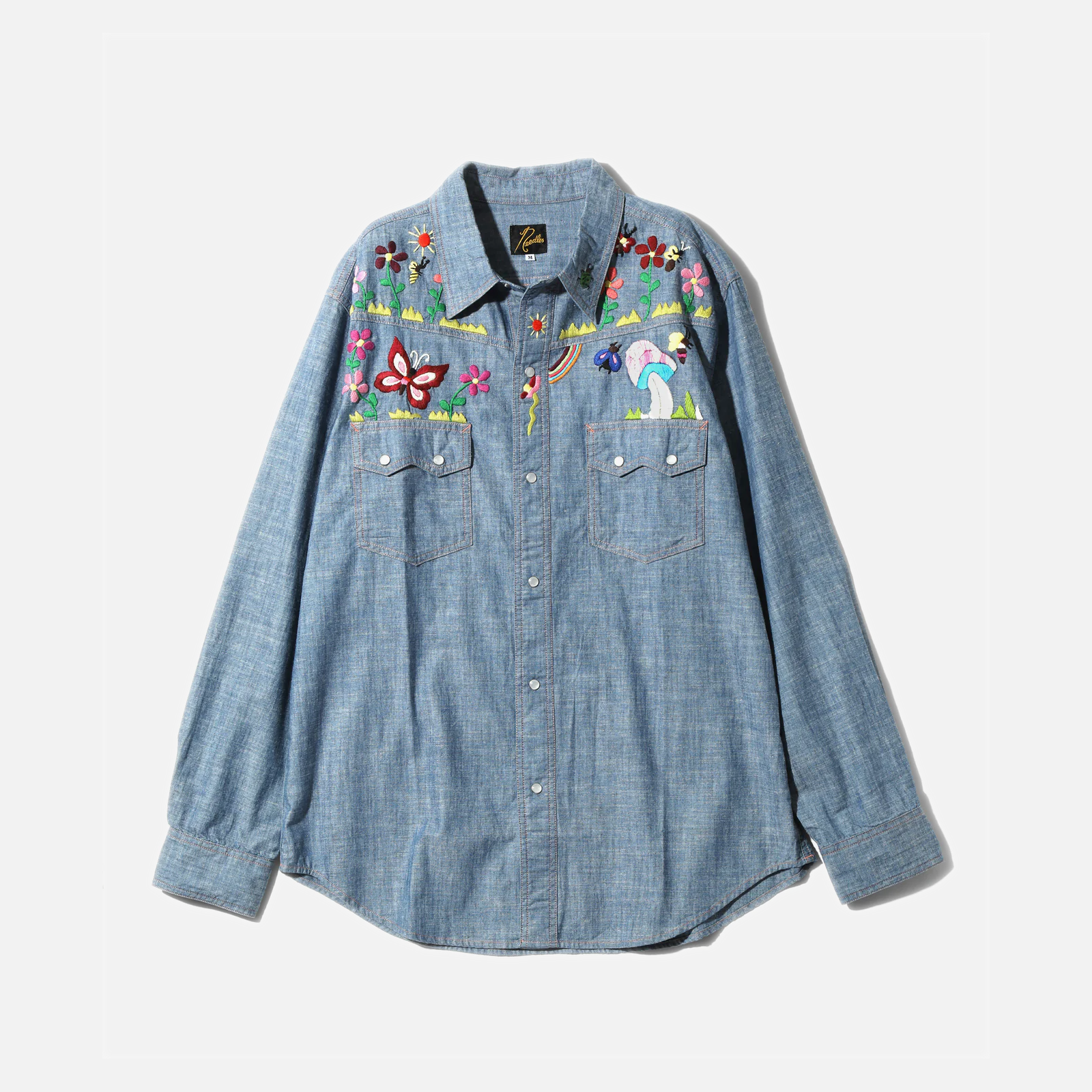 Premium Cotton Chambray Western Shirt with Indian Embroidery - Blue | Stylish Casual Wear for Men & Women | Perfect for Outdoors, Parties & Everyday Fashion