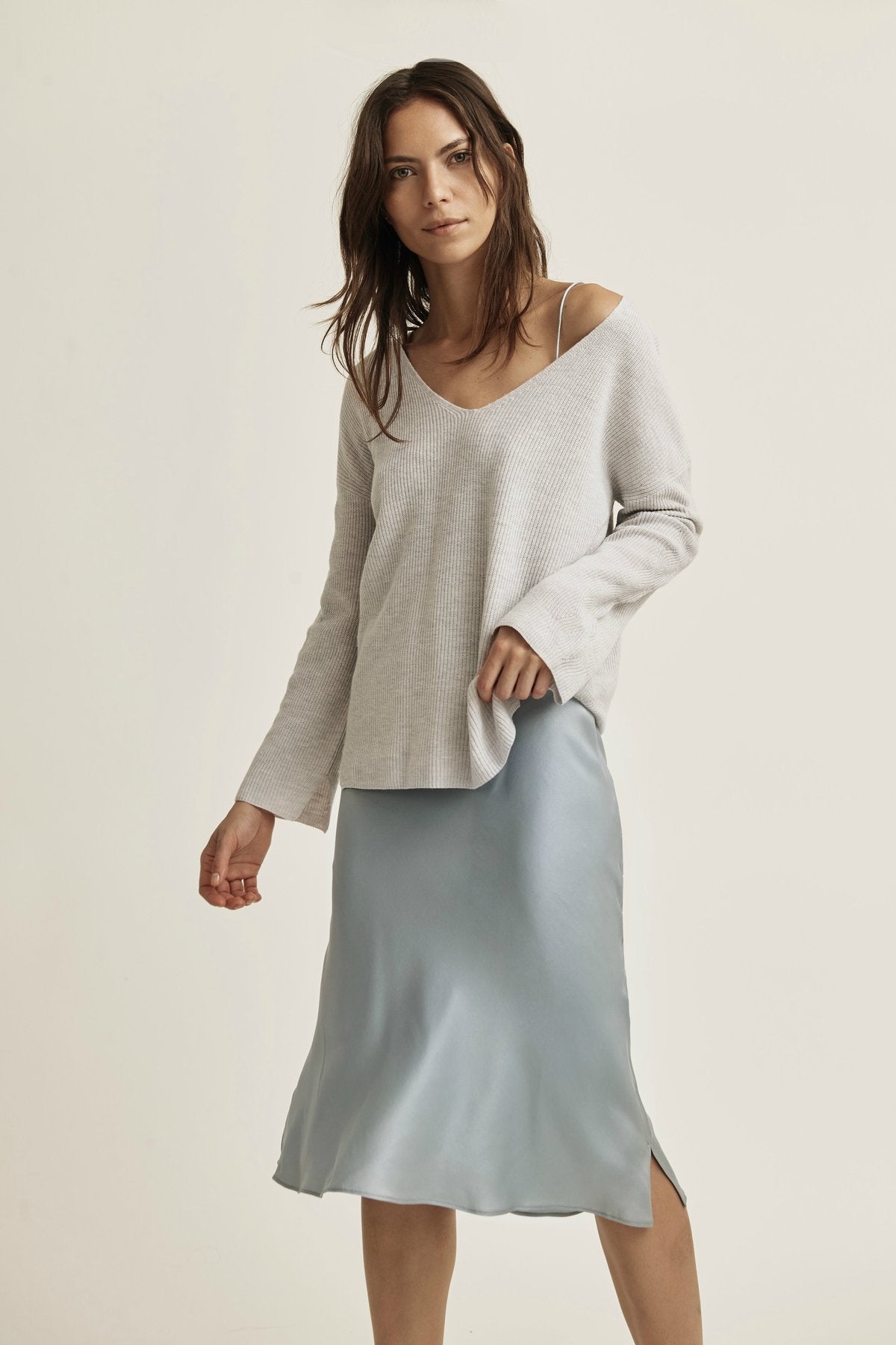 Claudia Pullover Sweater - Soft Downy Grey Women's Knit Top for Fall & Winter | Cozy Casual Wear for Office, Travel & Daily Outfits