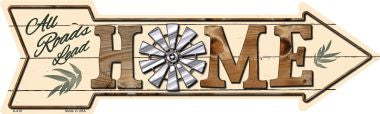 All Roads Lead Home Novelty Metal Arrow Sign - Rustic Wall Decor for Home, Farmhouse, or Office - Perfect for Entryway, Living Room, or Outdoor Pathway