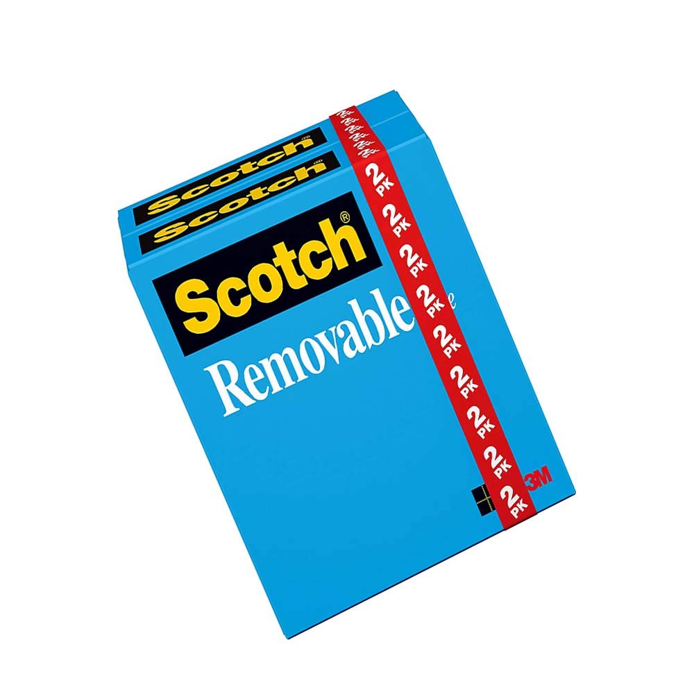 Removable Adhesive Tape - 3/4 Inch x 1296 Inches, Strong Hold & Residue-Free Removal, Matte Finish - 2 Rolls per Box for Home, Office & Craft Projects