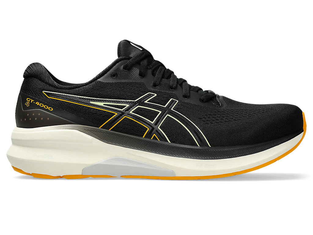ASICS GT-4000 4 Running Shoes for Men (2E Wide Width) - Black/Amber | Lightweight Cushioned Athletic Shoes for Jogging, Gym & Daily Wear