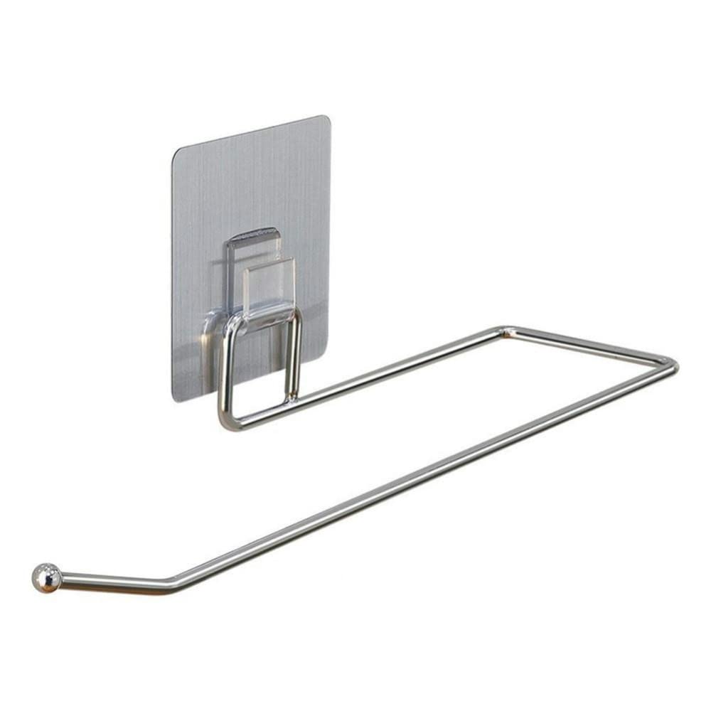 Stainless Steel Kitchen Paper Towel Holder Hanger - 21cm Wall Mounted Roll Tissue Rack with Hooks for Bathroom & Kitchen Organization - Perfect for Small Spaces, RVs and Apartments