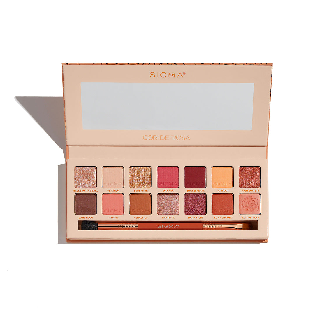 Cor De Rosa Eyeshadow Palette - 12 Highly Pigmented Matte & Shimmer Eyeshadows for Stunning Eye Makeup | Perfect for Day & Night Looks, Bridal & Party Makeup