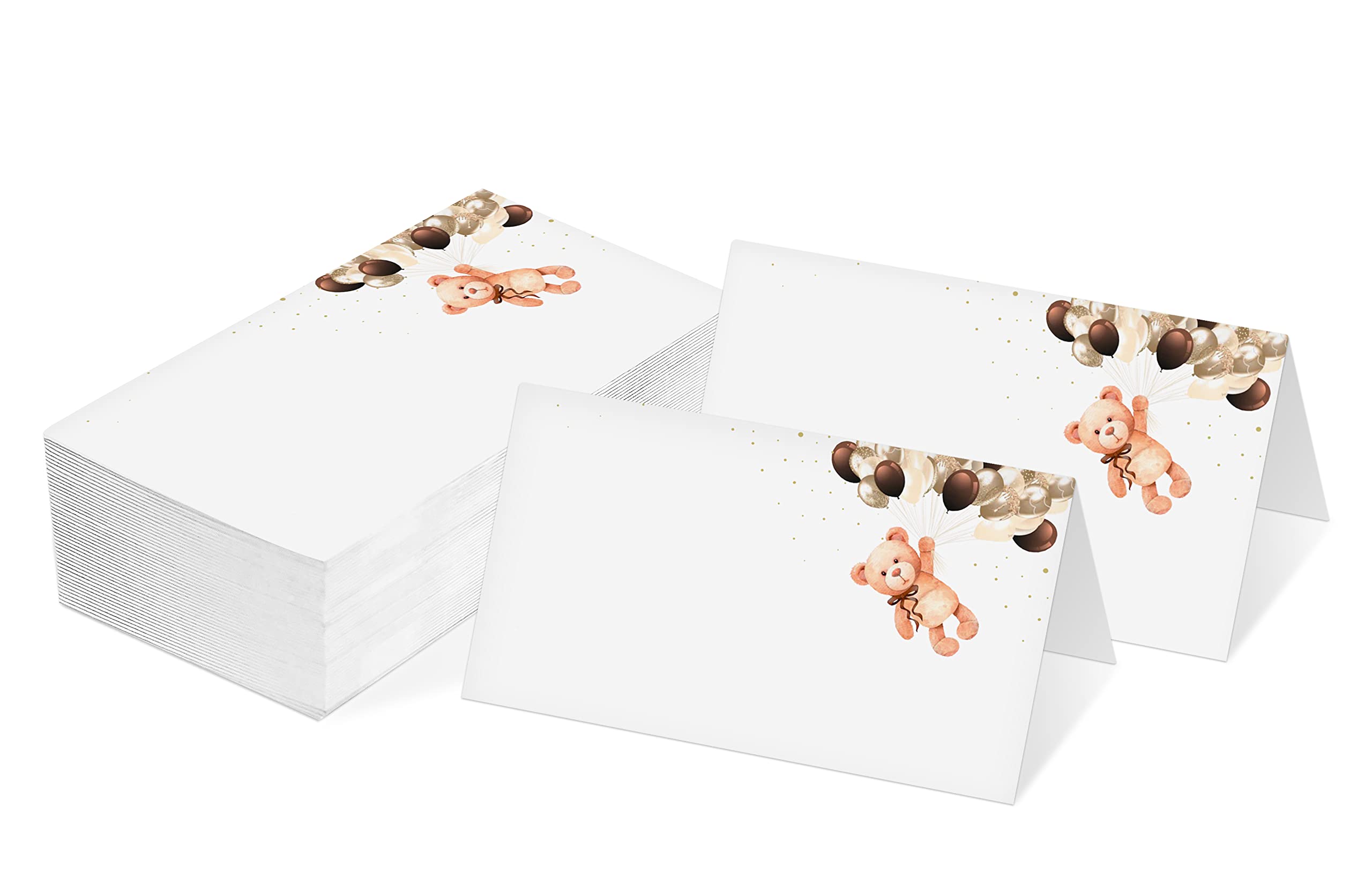 Bear Place Cards Tent Style - 25 Pack Wedding & Baby Shower Party Decorations - Elegant Table Setting Name Cards for Birthday, Bridal Shower, and Baby Shower Events (TAIKA-012)