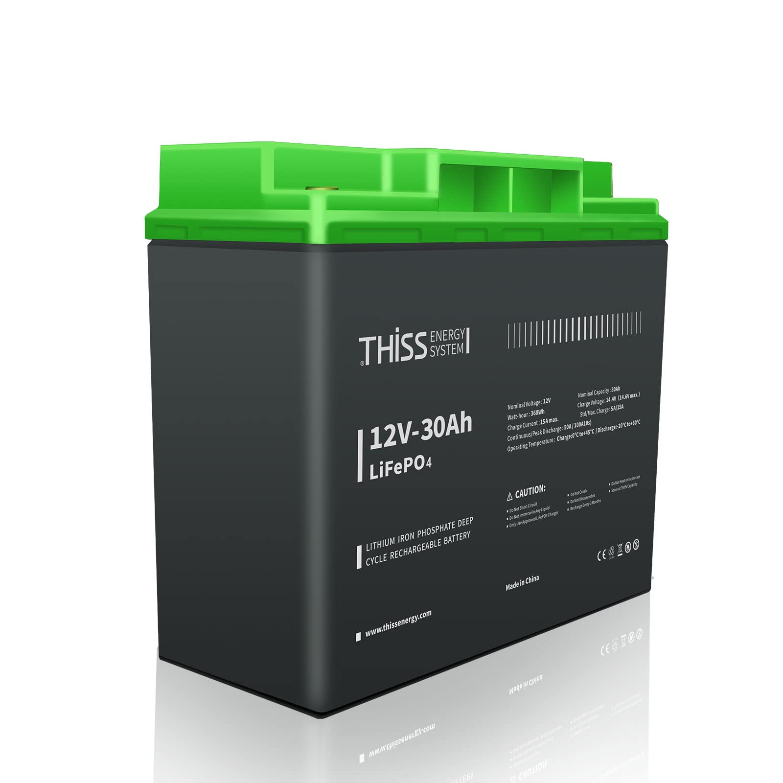 12V 30Ah LiFePO4 Deep Cycle Battery with Built-in BMS | 4000+ Rechargeable Cycles | Maintenance-Free Home Energy Storage & Off-Grid Power | Perfect for RV, Camping, Golf Cart, Toy Car, Solar System & Marine Applications