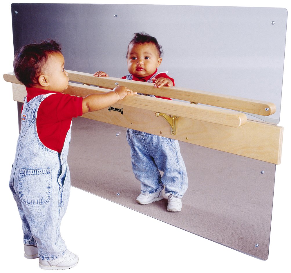 Jonti-Craft 0619JC Coordination Mirror - Wooden Brown Wall Mirror for Kids Classroom & Playroom - Perfect for Early Childhood Development & Sensory Play