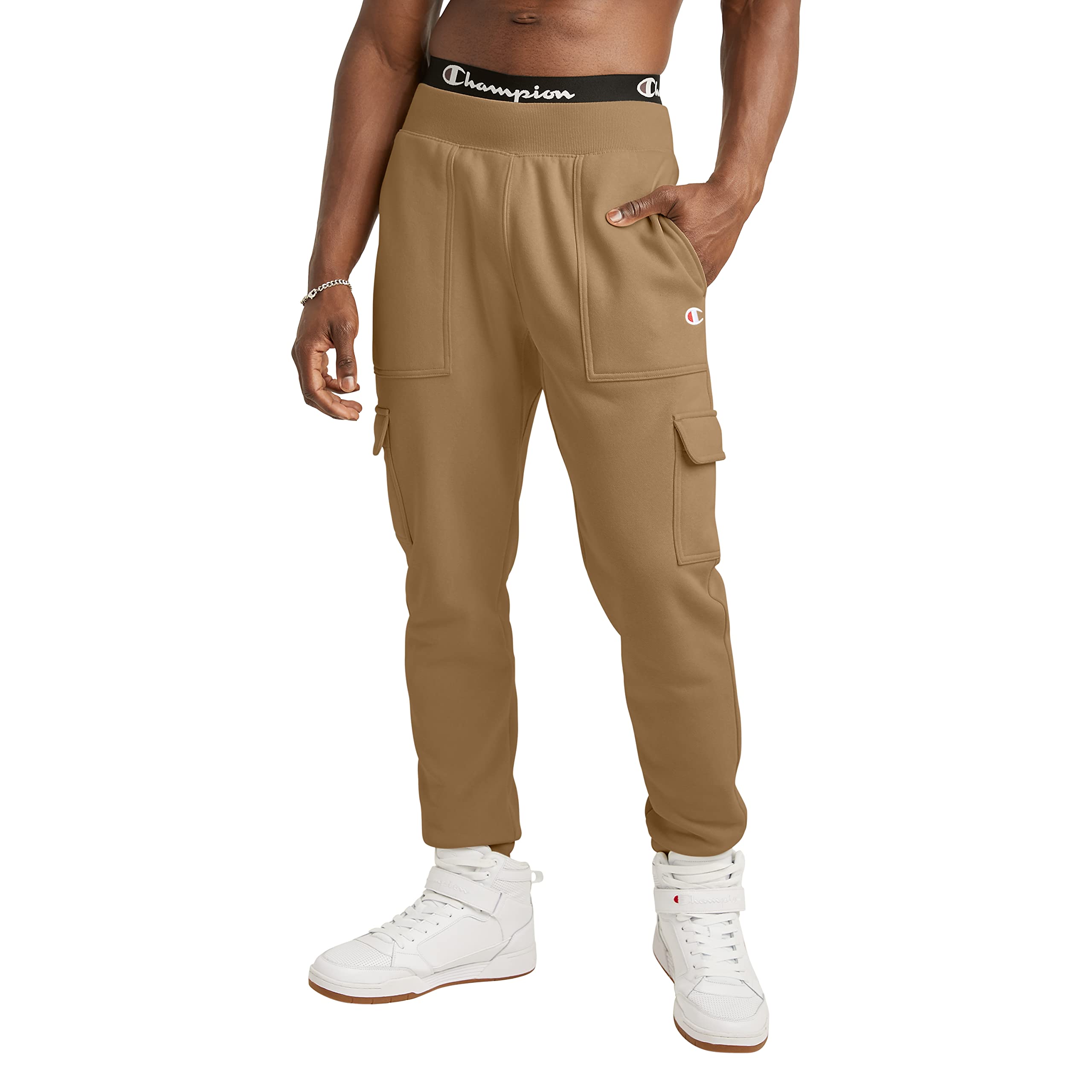 Champion Men's Reverse Weave Cargo Jogger Pants - Comfortable Athletic Pants with Pockets for Casual Wear & Workout - 30.5
