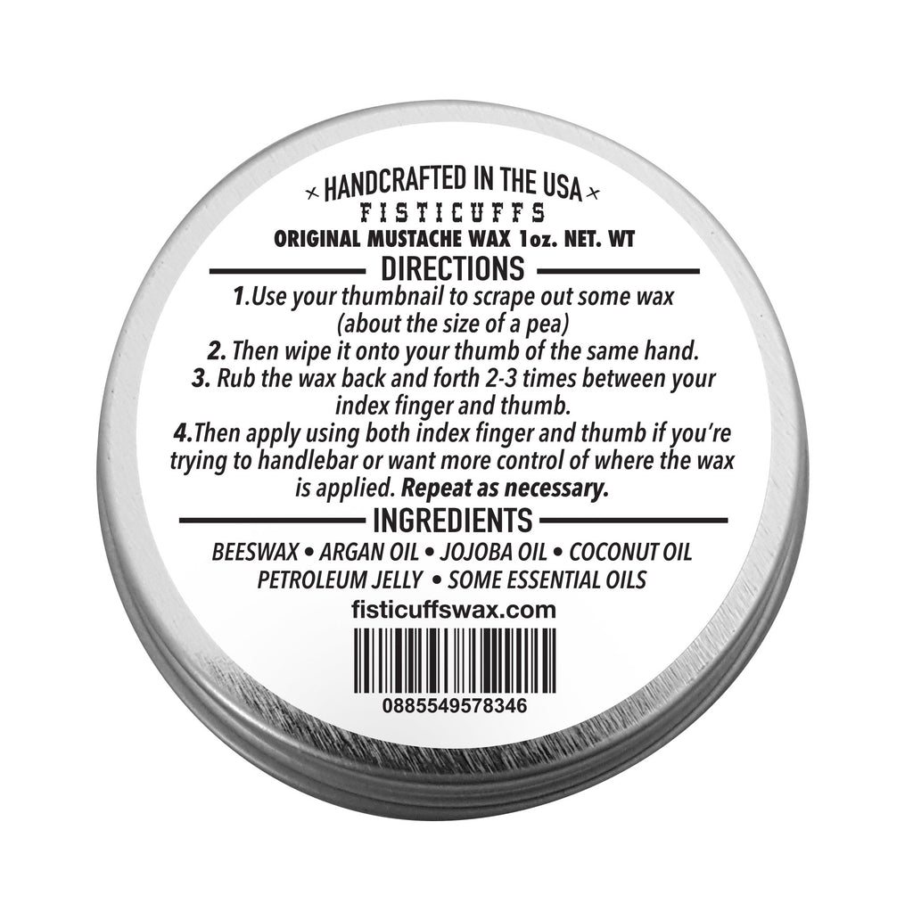 Fisticuffs Mustache Wax - Strong Hold & Original Scent for Beard Grooming - Perfect for Styling & Taming Facial Hair Daily