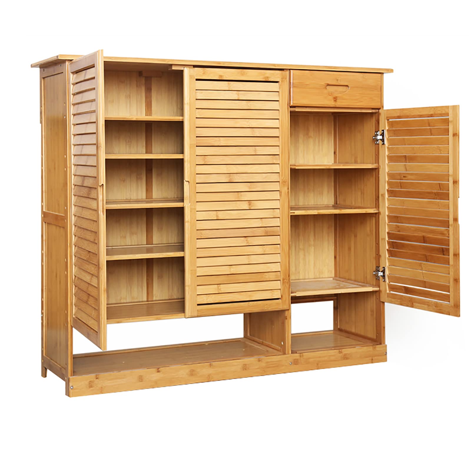 Bamboo Shoe Storage Cabinet with Doors - Rustic Entryway Shoe Organizer & Storage Solution for Hallway, Closet, and Mudroom Organization