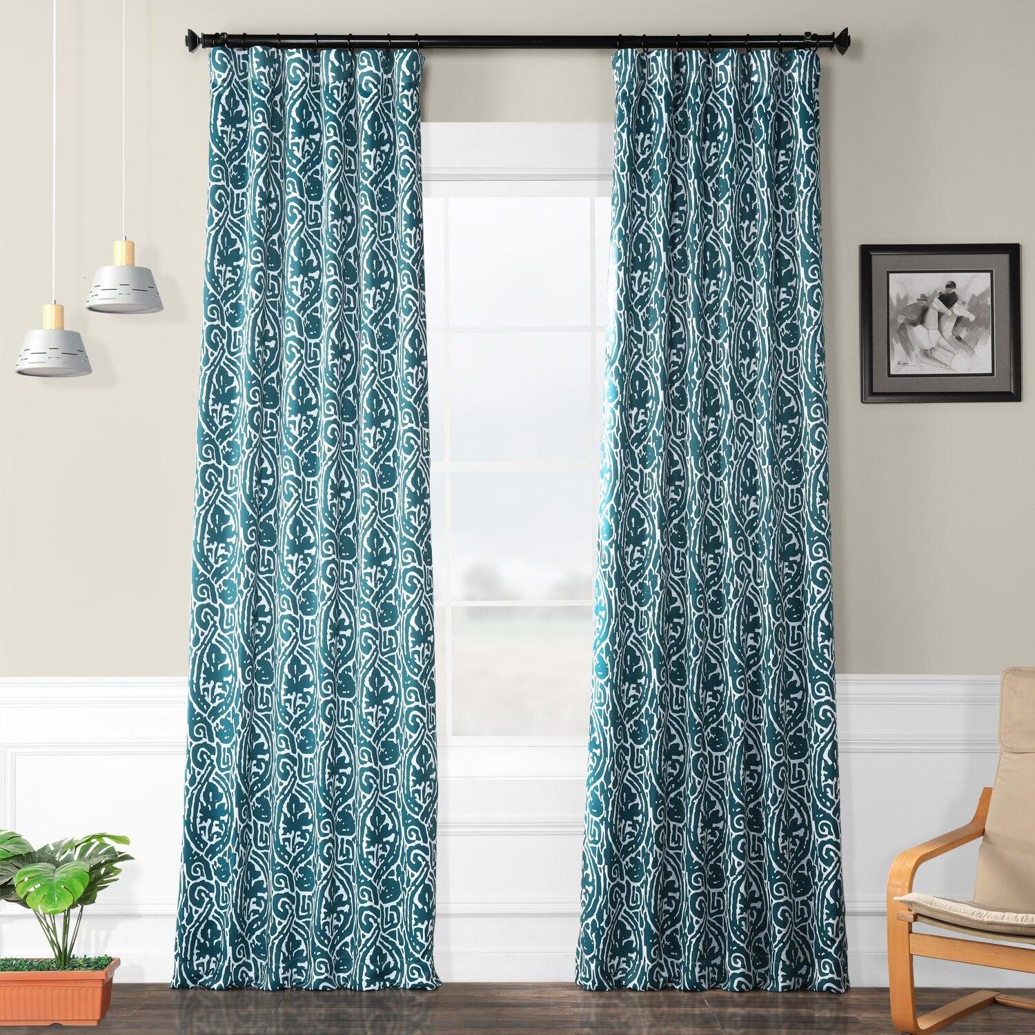 Abstract Teal Blackout Curtains for Bedroom - Modern Window Treatment for Light Blocking & Privacy - Perfect for Living Room, Nursery & Home Decor