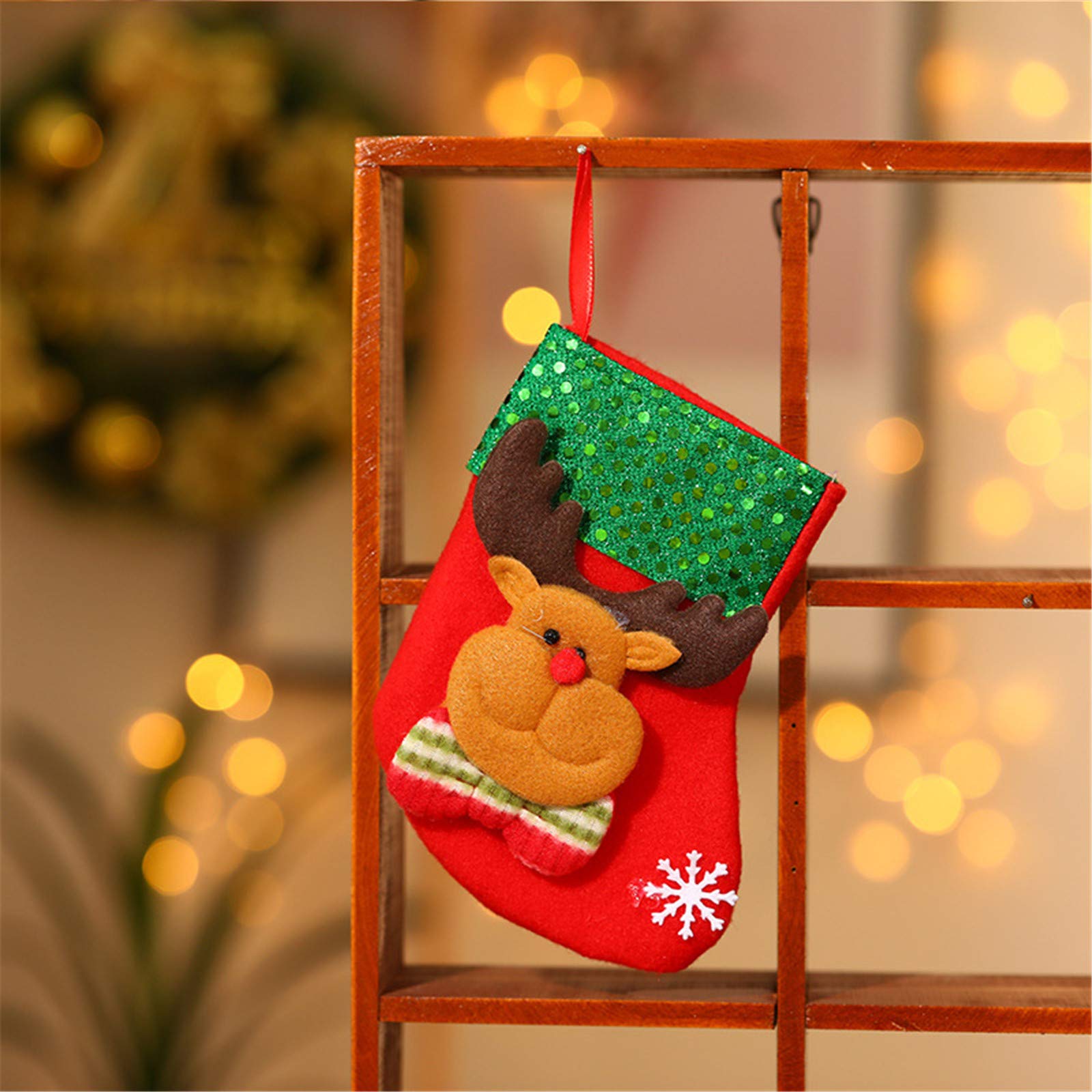 Retro Christmas Light-Up Socks Bag - Perfect Gift for Elderly Mom Birthday, Christmas Decor & Tree Hanging - Candy Socks Gift with Stereo Sound for Festive Celebrations