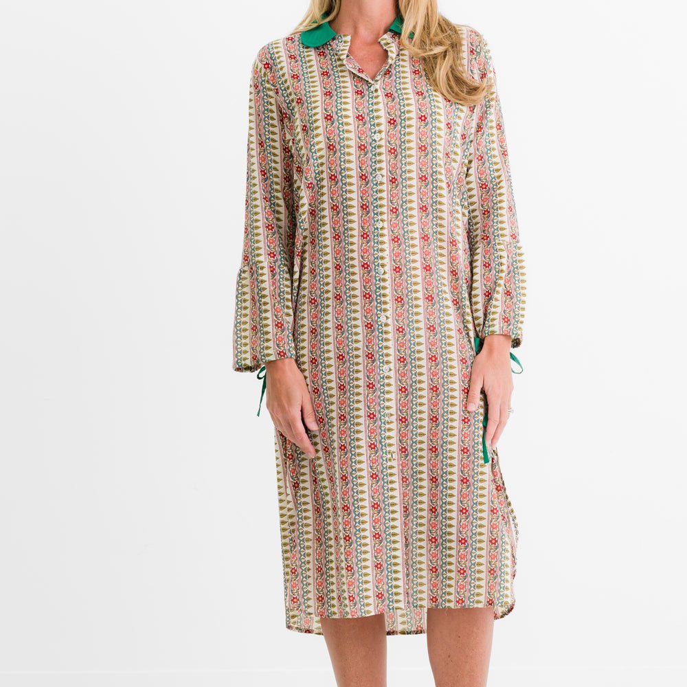 Stylish Moroccan Stripe Shirtdress for Women - Trendy Long Sleeve Button Down Dress for Casual & Office Wear
