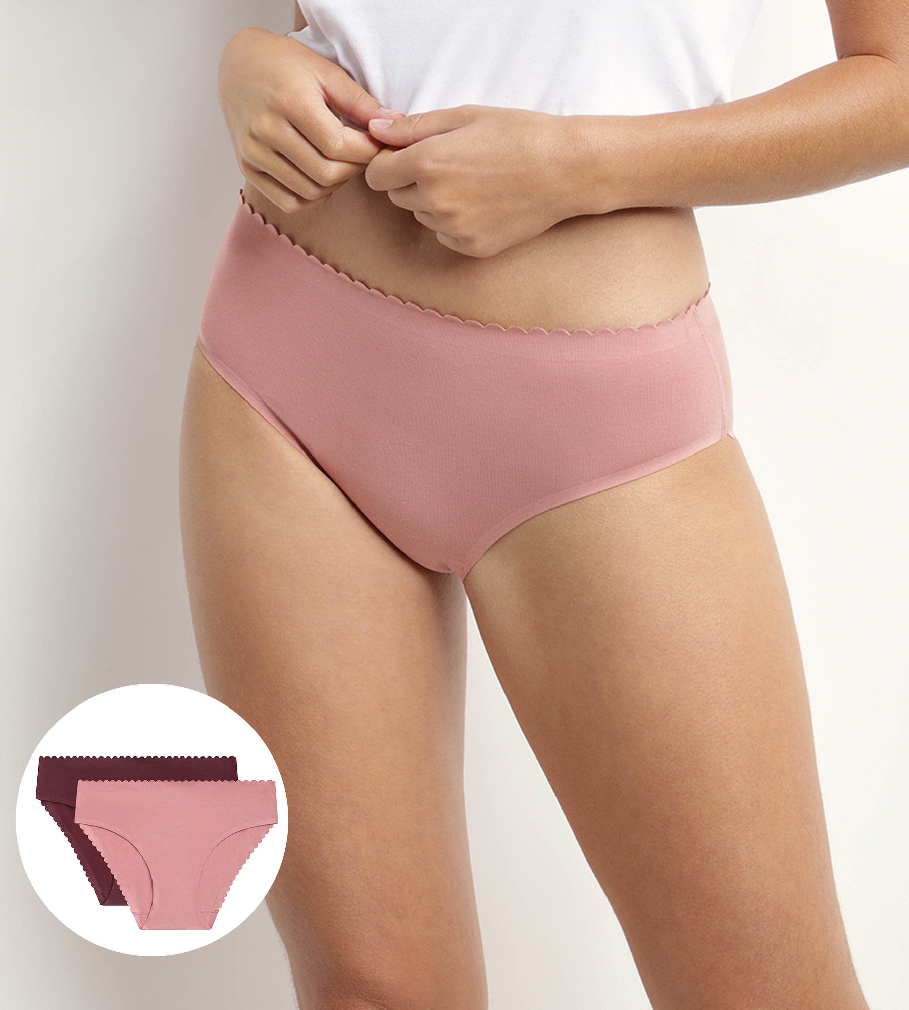 2 Pack Women's Cotton Stretch Underwear - Rose & Ruby Colors | Body Touch Easy Fit | Comfortable for Daily Wear, Yoga & Sleep