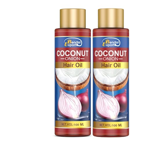 Natural Herbal Hair Oil for Hair Growth & Fall Control - Coconut, Onion & Vitamin E Blend (2 Pack, 200ml) - Best for Men & Women - Perfect for Daily Scalp Massage & Damaged Hair Repair