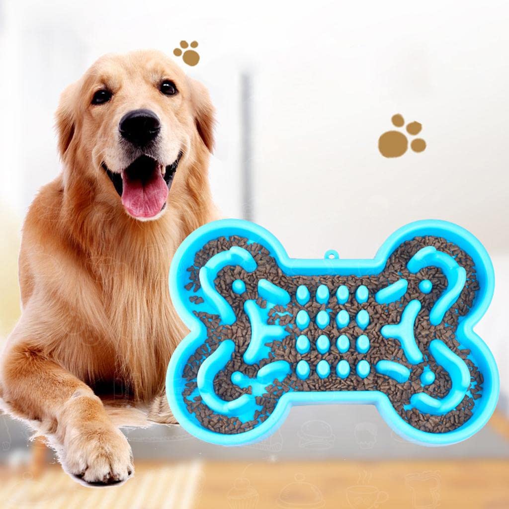 SECRET DESIRE Slow Feed Interactive Pet Bowl for Dogs & Cats - Anti-Bloating & Choking Feeder - Blue Pet Food Dish - Perfect for Fast Eaters & Mealtime Enrichment
