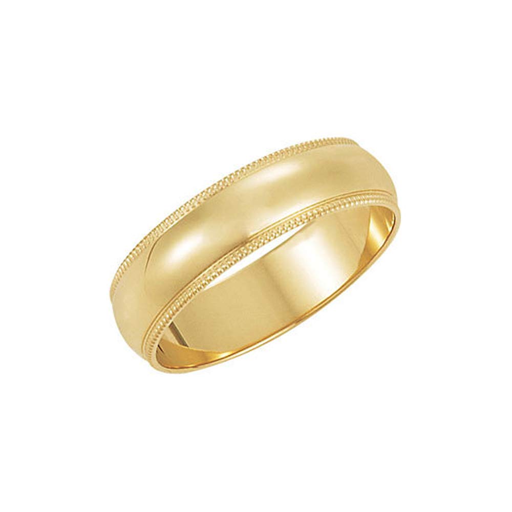 The Black Bow 6mm Milgrain Edge Domed Light Band in 10k Yellow Gold - Perfect for Weddings, Anniversaries, and Everyday Elegance