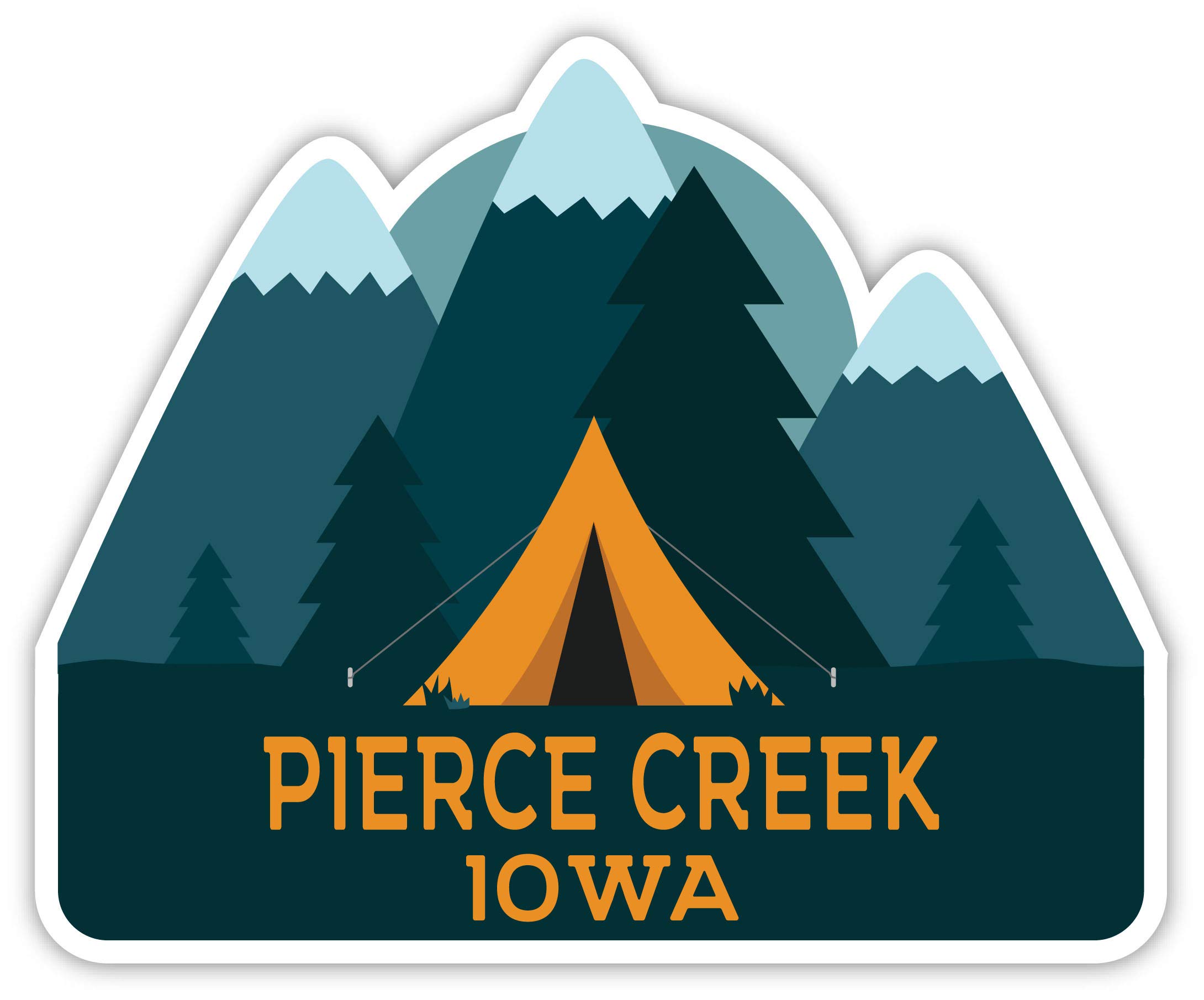 Pierce Creek Iowa Souvenir 4 Inch Vinyl Decal Sticker - Camping Tent Design - Waterproof & Durable for Cars, Laptops, Coolers & Outdoor Gear - Perfect for Travel Enthusiasts & Nature Lovers