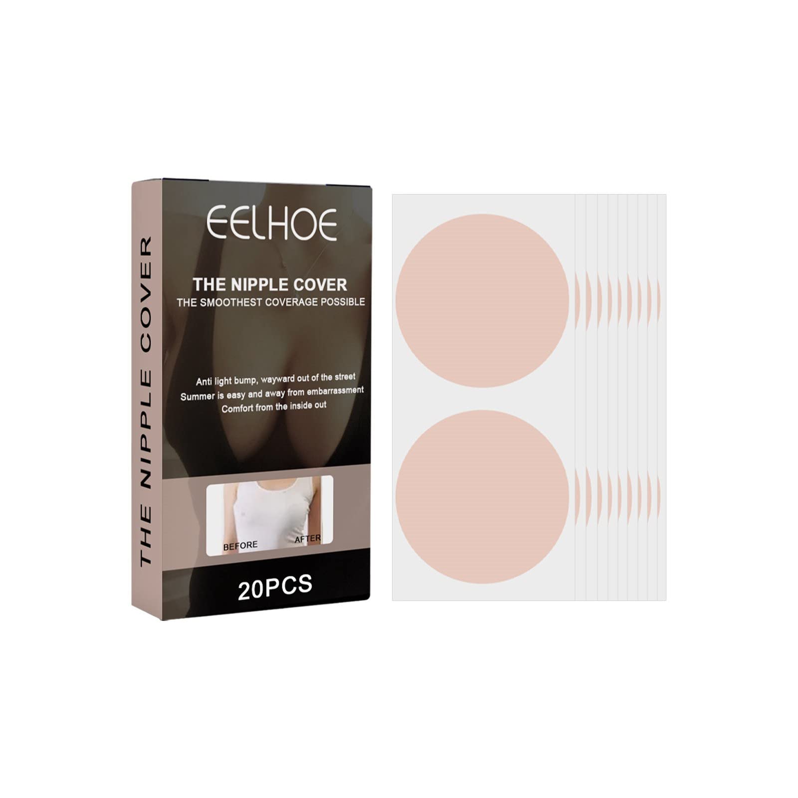 Invisible Nipple Stickers for Women - Seamless Breast Petals, No Show Adhesive Bra Covers for Wedding, Workout & Everyday Wear - Breathable Nipple Pasties for Smooth Look Under Clothes