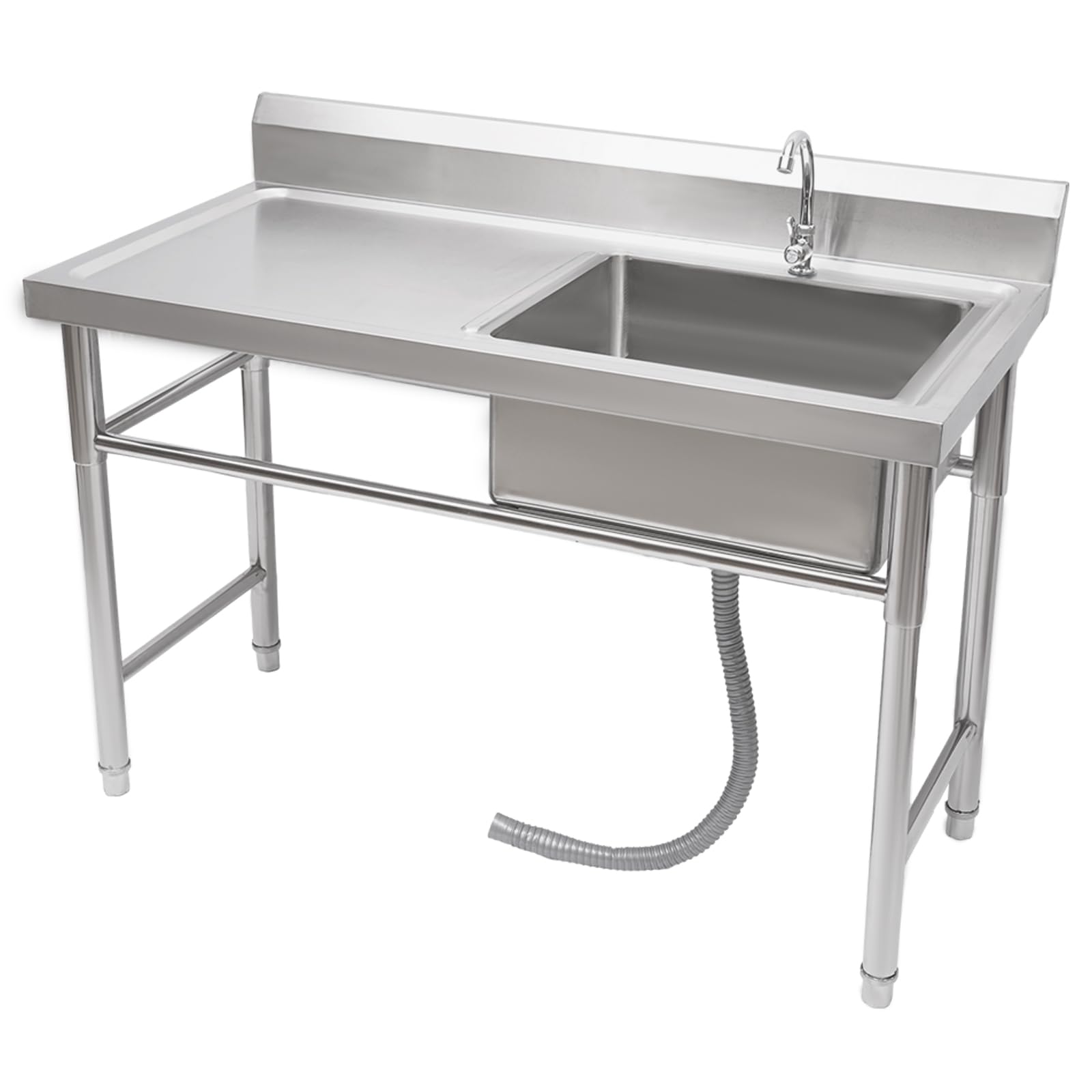 Commercial Stainless Steel Single Bowl Utility Sink - Heavy Duty Freestanding Kitchen Sink for Restaurant, Laundry Room & Garage | Perfect for Food Prep, Dishwashing & Cleaning Tasks