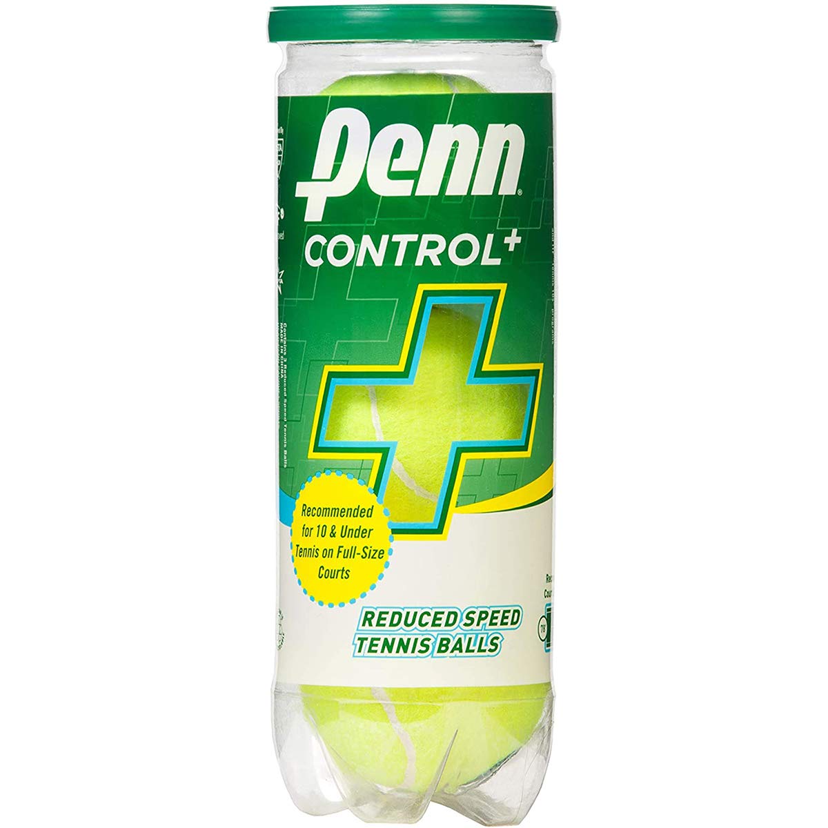 Penn Control Plus Green Training Tennis Balls - 3 Balls Per Can, 24 Cans Case (72 Balls Total) - Ideal for Tennis Practice, Coaching & Dog Training