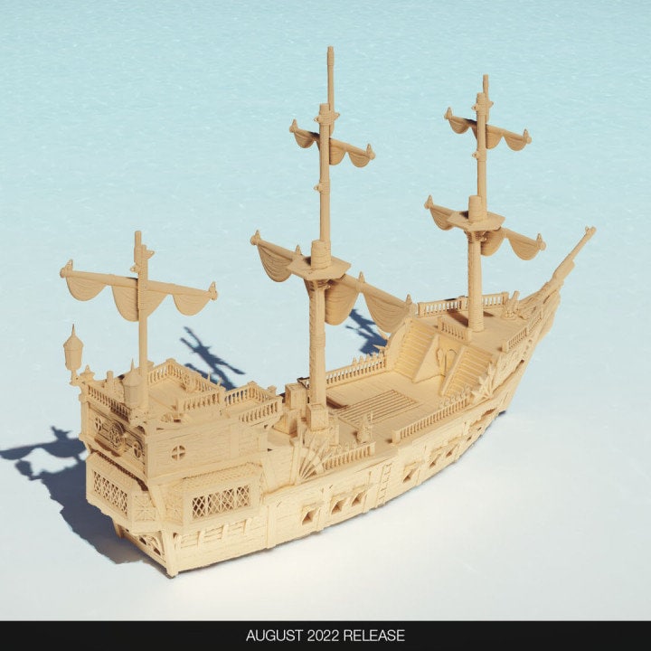 28mm Scale Warship Miniature - Battleship & Frigate Models for Dungeons and Dragons, Wargaming, and Tabletop RPG Scenes | Perfect for Naval Combat, Fantasy Adventures, and Collector Displays