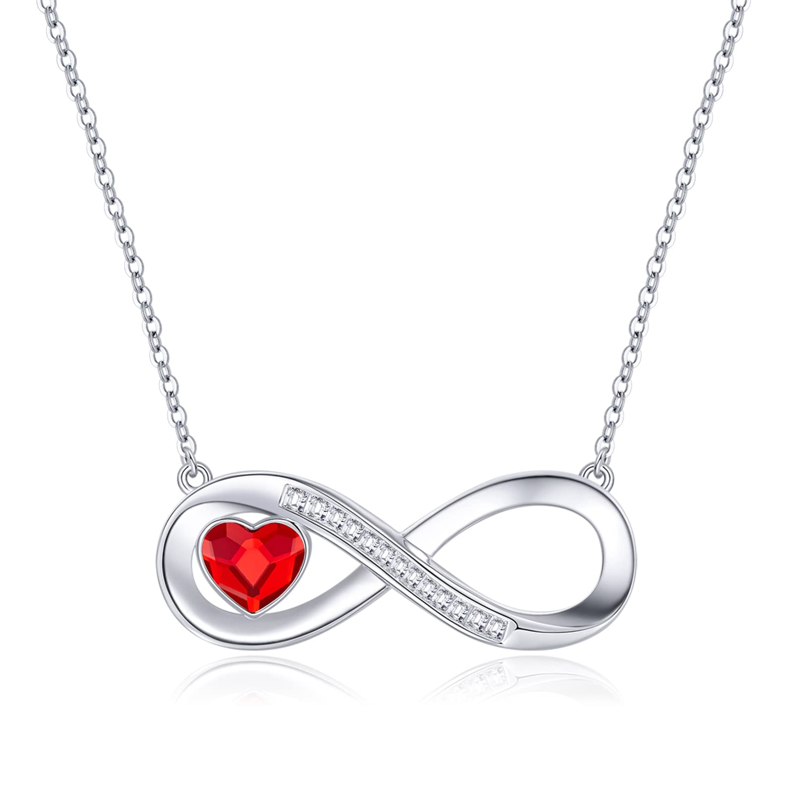 LOUISA SECRET Infinity Love Heart Crystal Necklace for Women - 925 Sterling Silver Pendant with Cubic Zirconia - Elegant Jewelry Gift for Wife, Mother, Sister, Daughter - Perfect for Birthday, Mother's Day & Christmas - Ideal for Date Nights, Anniversaries & Special Occasions