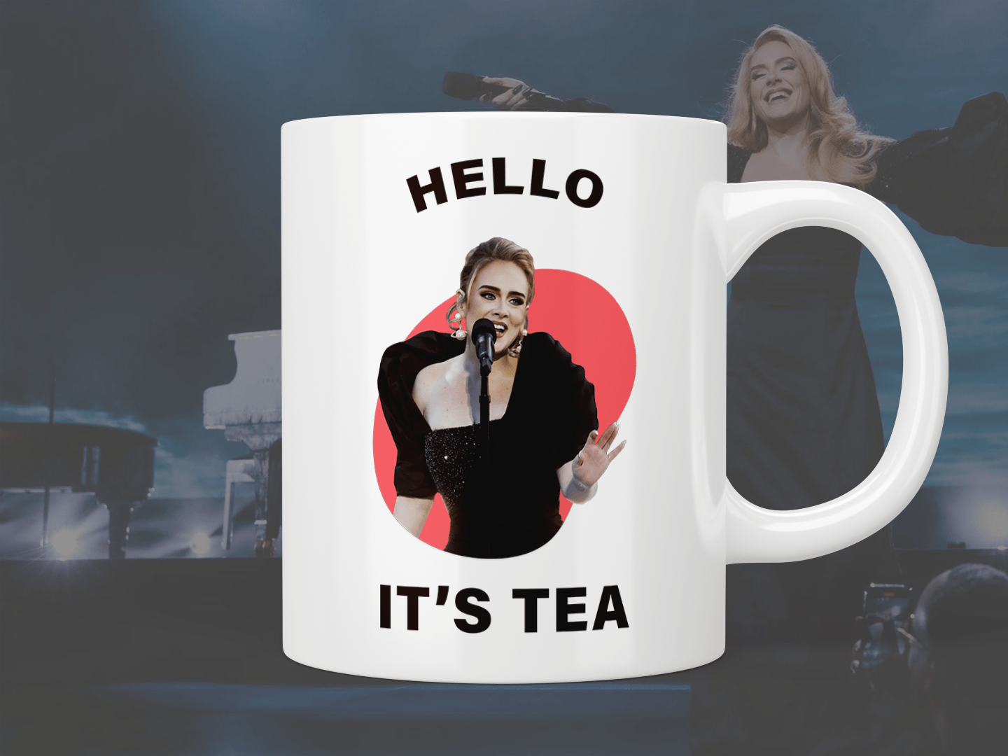 Adele Hello It's Tea Mug - Funny Ceramic Coffee Cup with Lyrics for Tea Lovers - Perfect Gift for Music & Tea Enthusiasts - Use at Home, Office, or as a Unique Gift