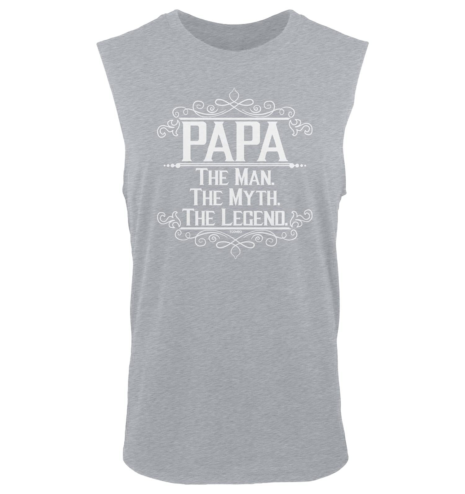 Papa The Man The Myth The Legend Sleeveless Shirt for Men - Gym Workout & Summer Casual Wear