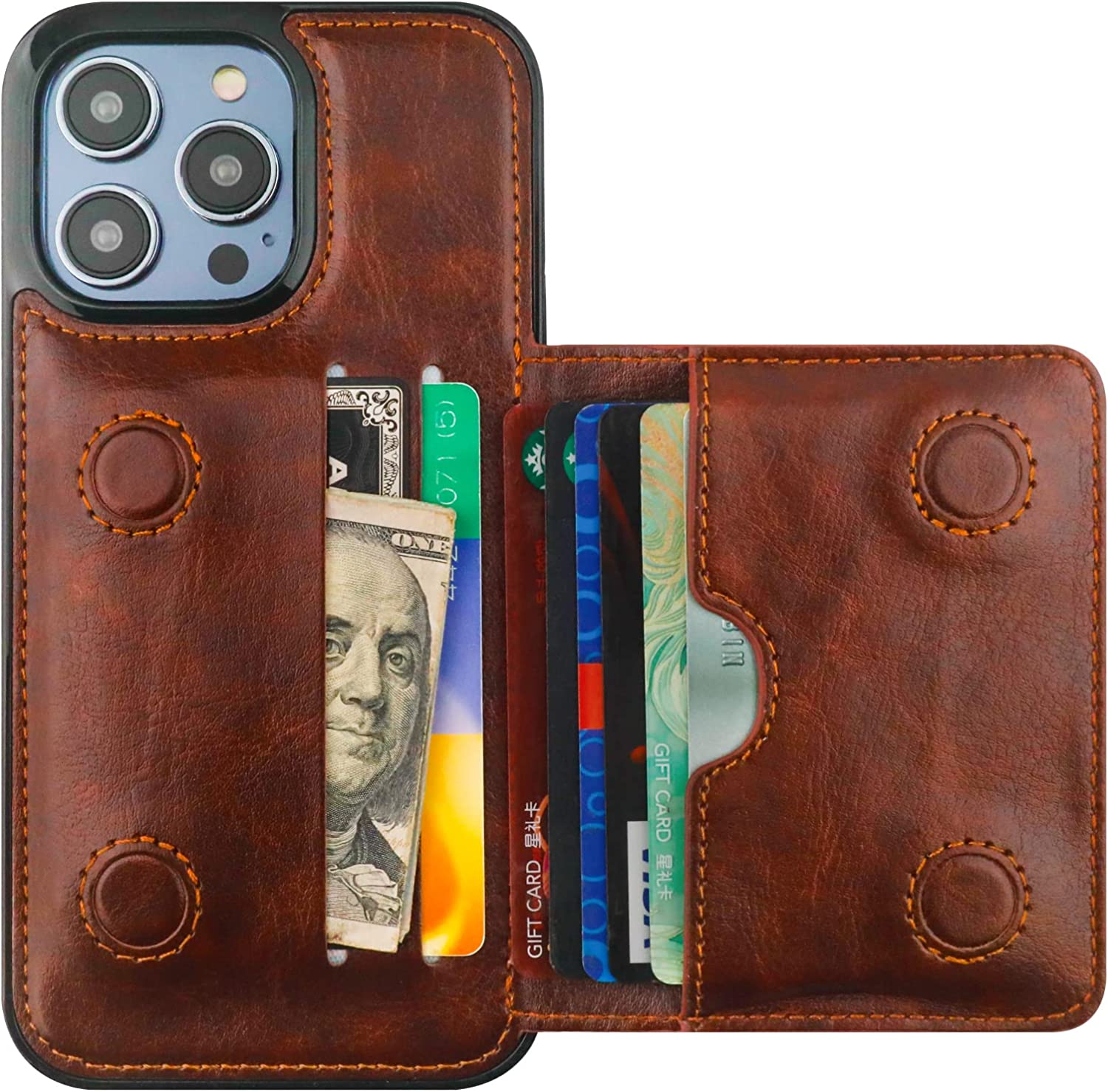 iPhone 14 Pro Max Wallet Case with Magnetic Credit Card Holder - Slim Protective Cover for iPhone 14 Pro Max (Black) | Perfect for Everyday Use, Travel & Hands-Free Convenience
