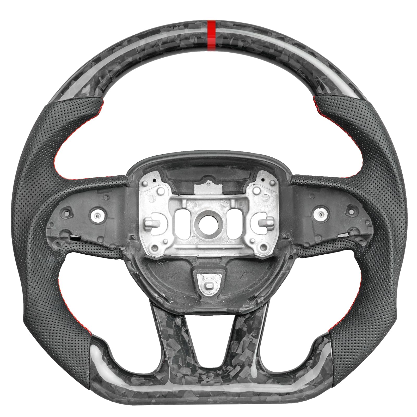 Premium Forged Carbon Fiber Steering Wheel Cover - Anti-Slip & Breathable Design - Compatible with Dodge Challenger/Charger/Hummer 2015-2020 - Perfect for Racing, Daily Driving & Car Enthusiasts