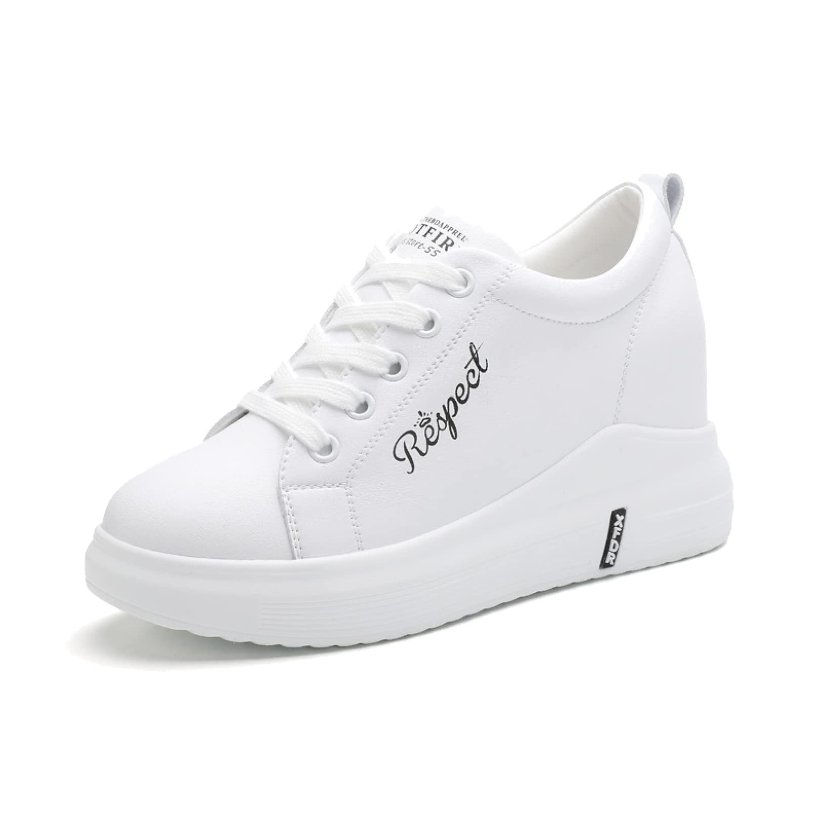 Women's Hidden Wedge Sneakers - High Heel Lace Up Dress Shoes | Genuine Leather Breathable Platform Walking Shoes for Work, Party & Casual Outfits