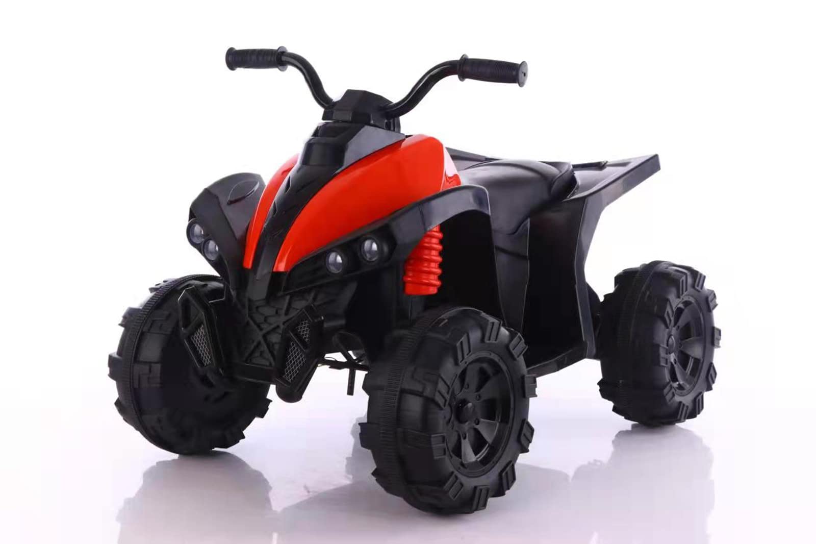 BKIRNP 12V Kids Electric ATV Ride-On Car with LED Headlights - 4 Wheeler Power Wheels for Boys & Girls, Large Four Wheels for Stability, Includes Bonus Wrist & Knee Pads (Red) - Perfect for Outdoor Play, Backyard Adventures & Birthday Gifts