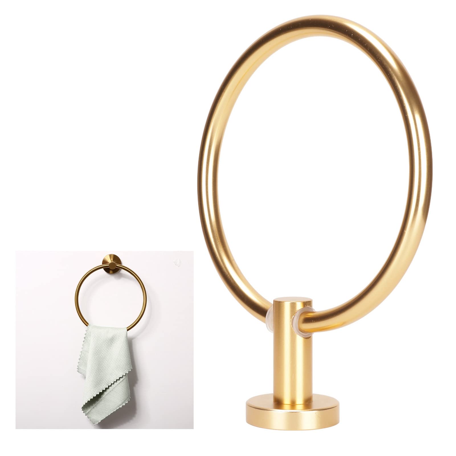 Modern Aluminum Wall Mount Towel Ring - Gold Bathroom Hanger for Hotel & Home Use